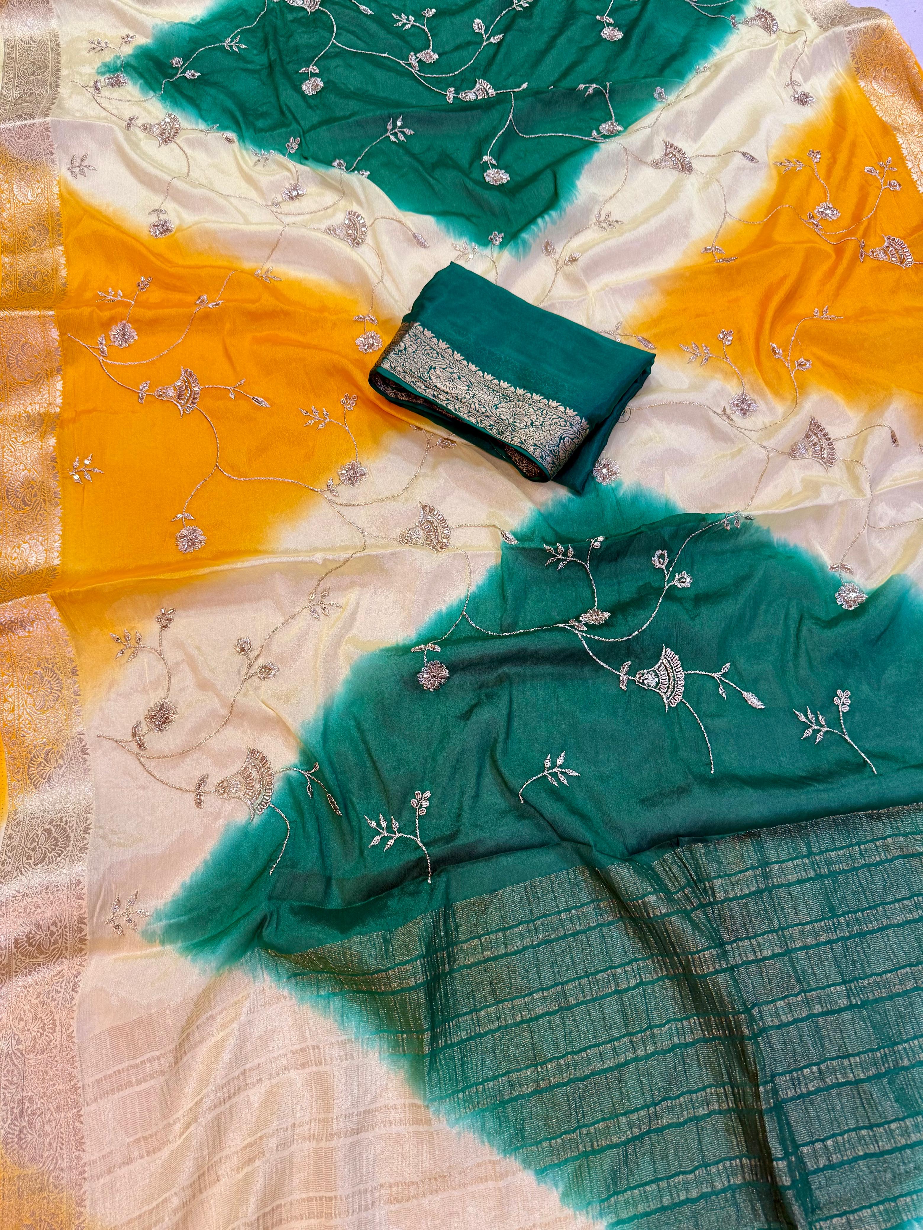 Designer Multi Dye Saree With Sequence Work
