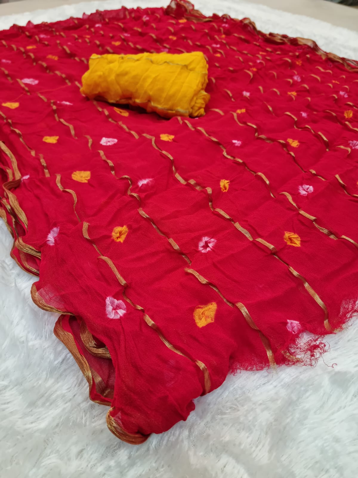 Hand Batik Bandhej Saree On Pure Viscose Fabric