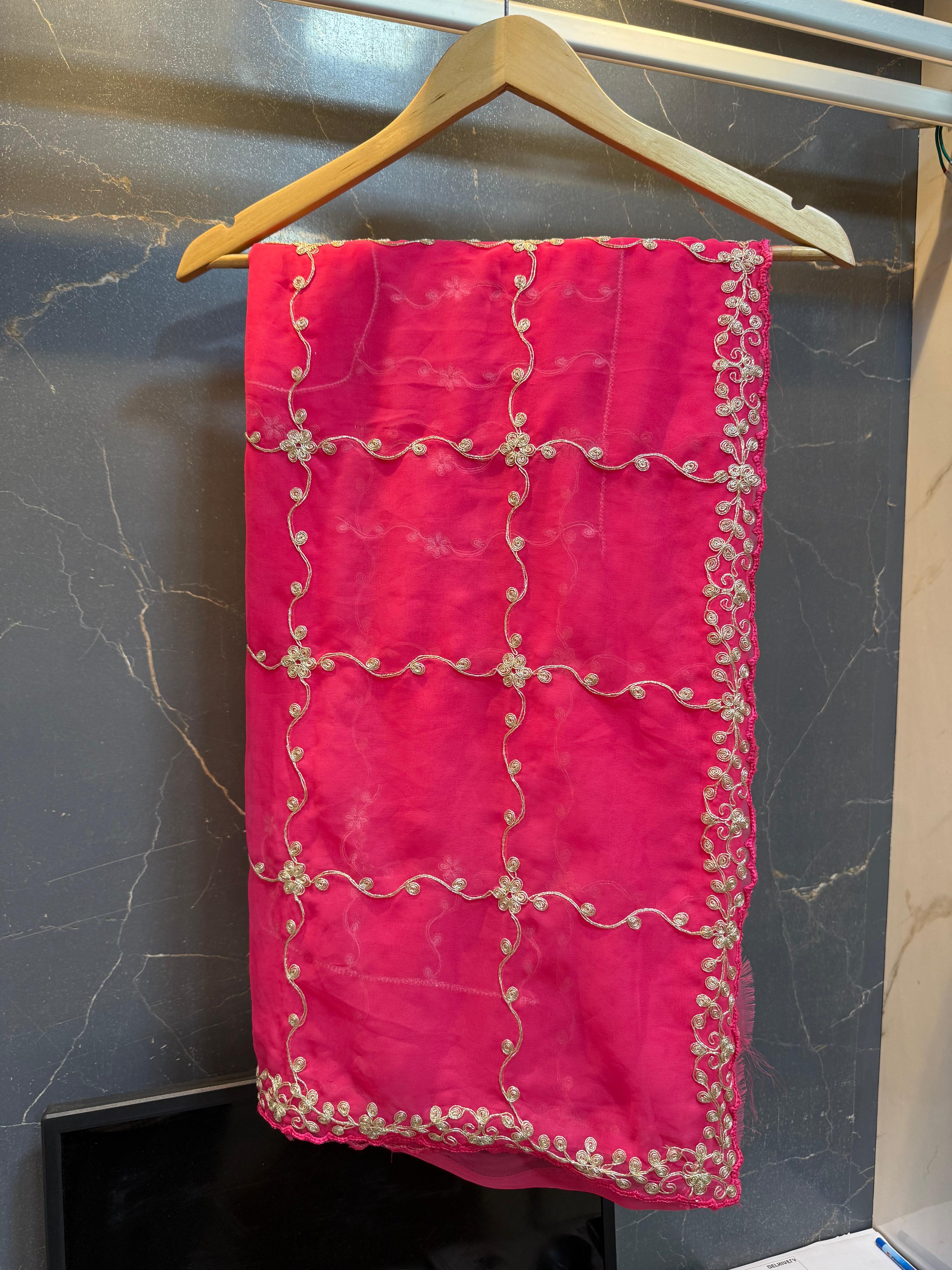 Karwa Chauth Special Georgatte Saree With Pittan Work