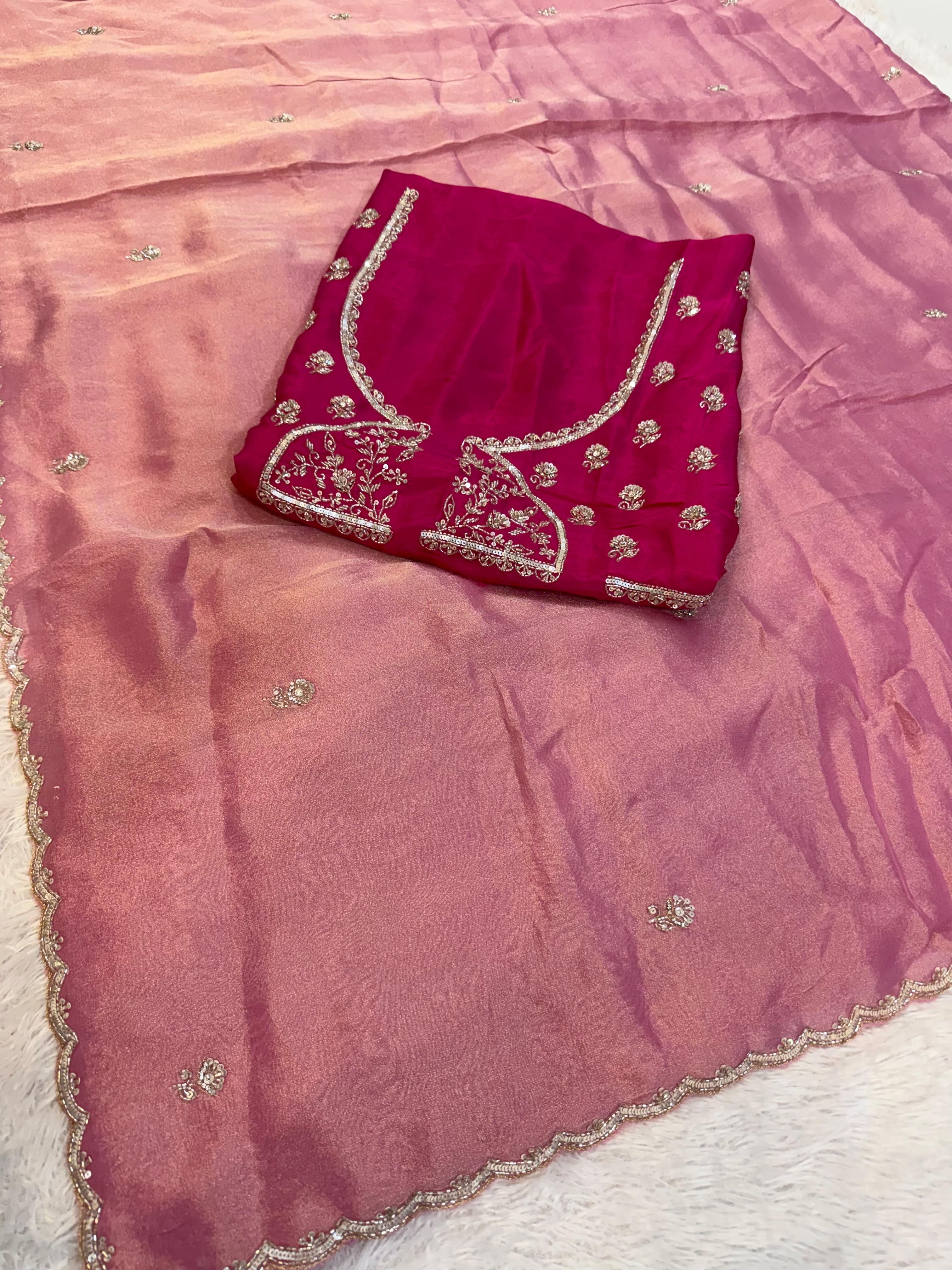 Premium Tissue Saree With Handwork