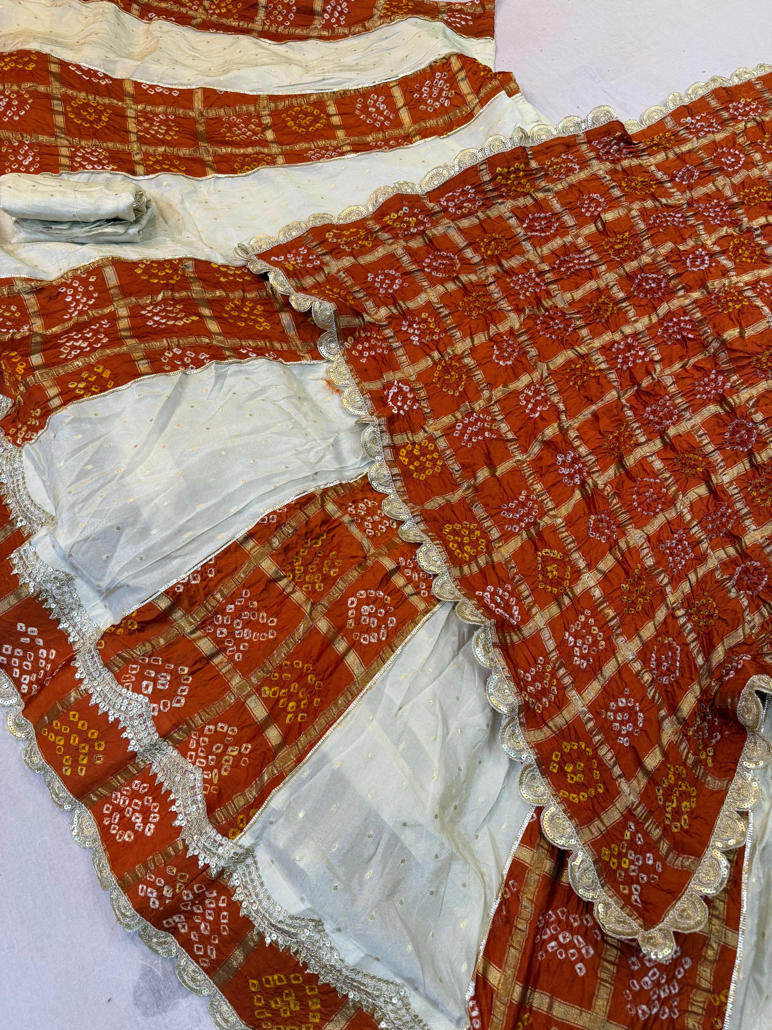 Beautiful Cosmos Febric Lehenga With Handwrok X Ghatchola Bandhani Dupatta