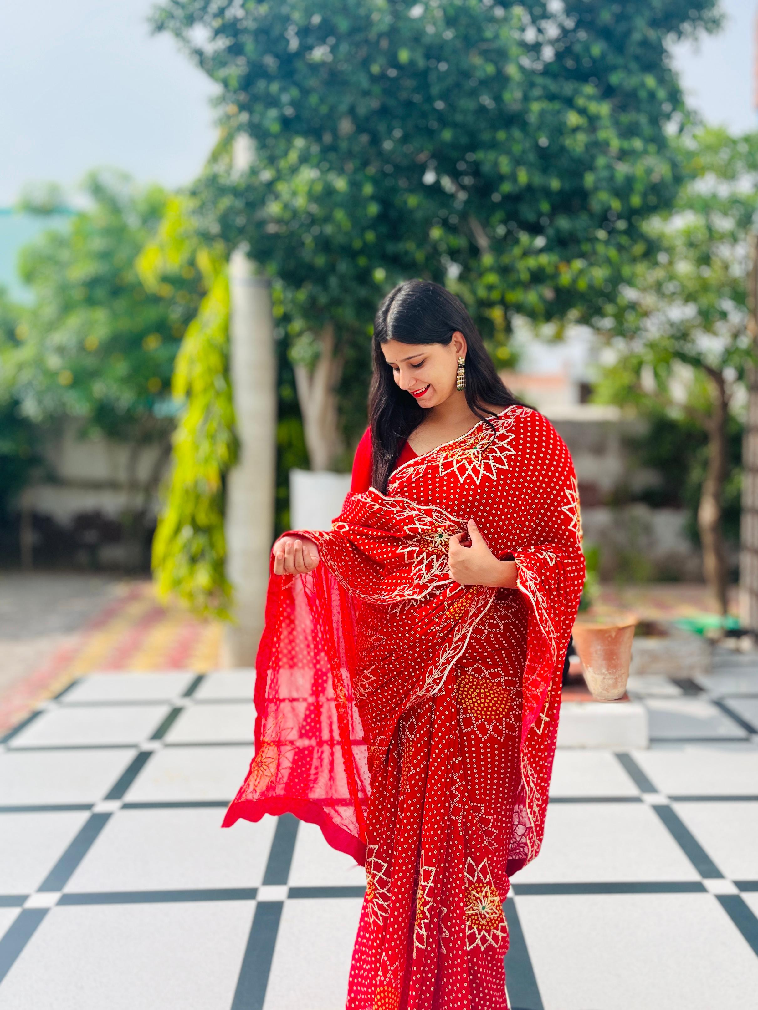 Beautiful Bandhani Gotta Patti Saree