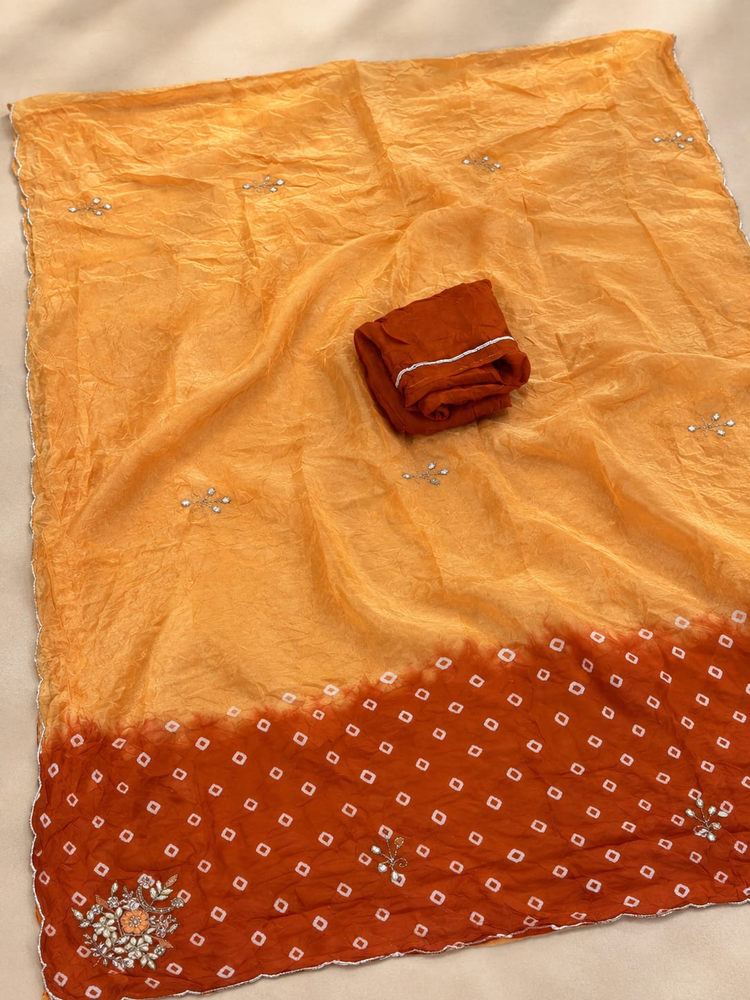 Traditional Art Silk Fabric Hand Bandhej Saree