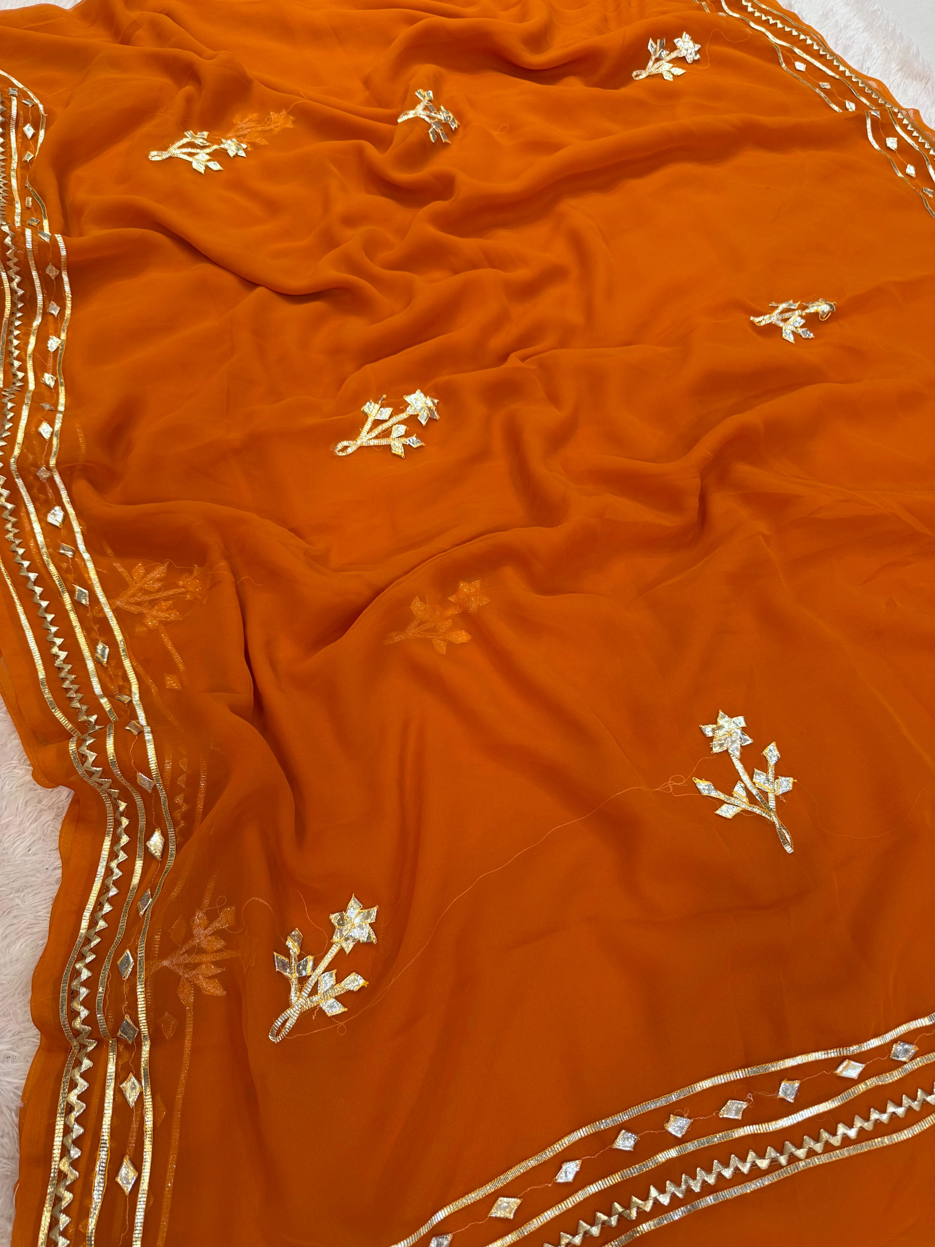 Traditional Royal Georgette Saree With Gottapatti Work
