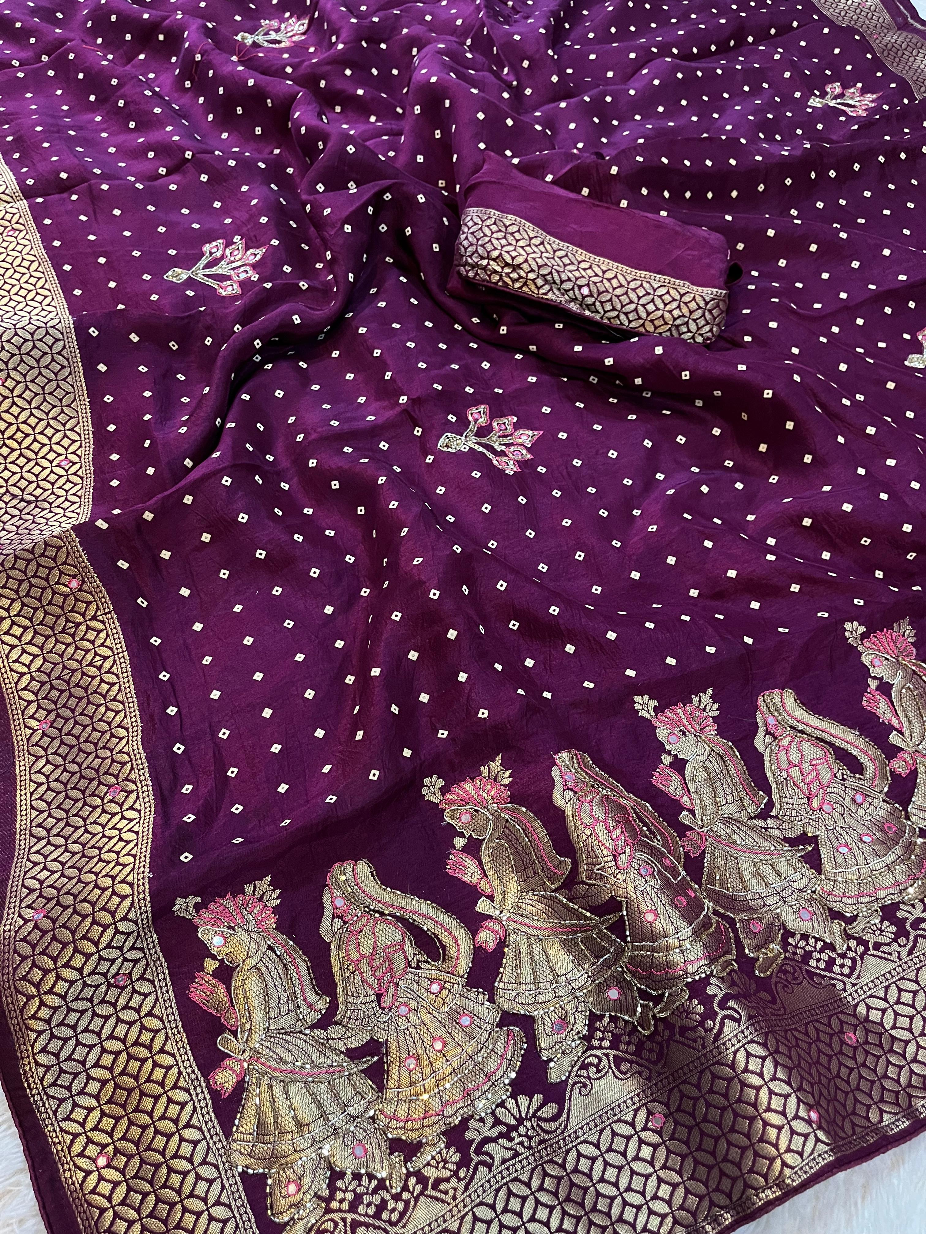 Traditional Dolla Silk Saree With Handwork
