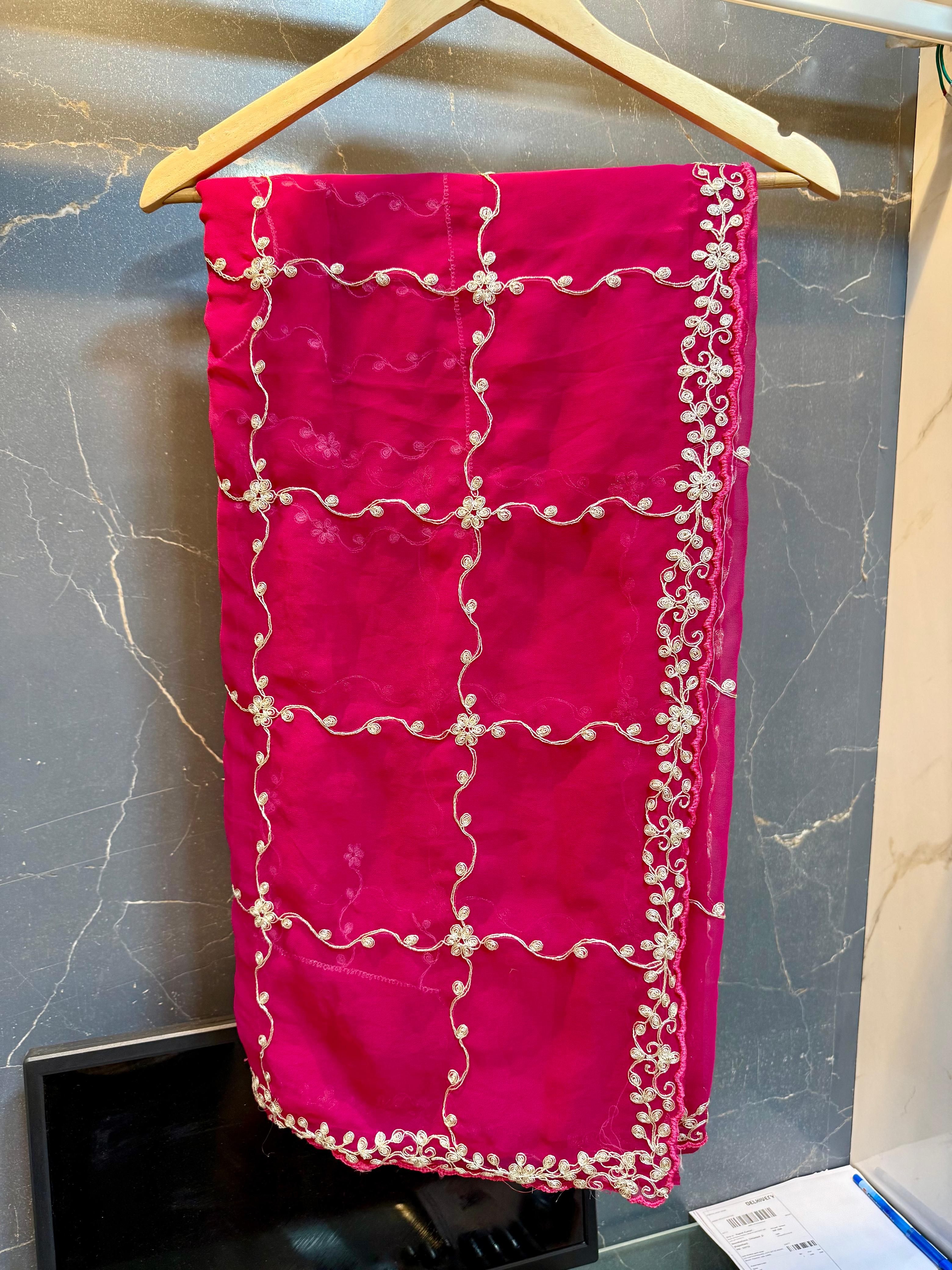Karwa Chauth Special Georgatte Saree With Pittan Work