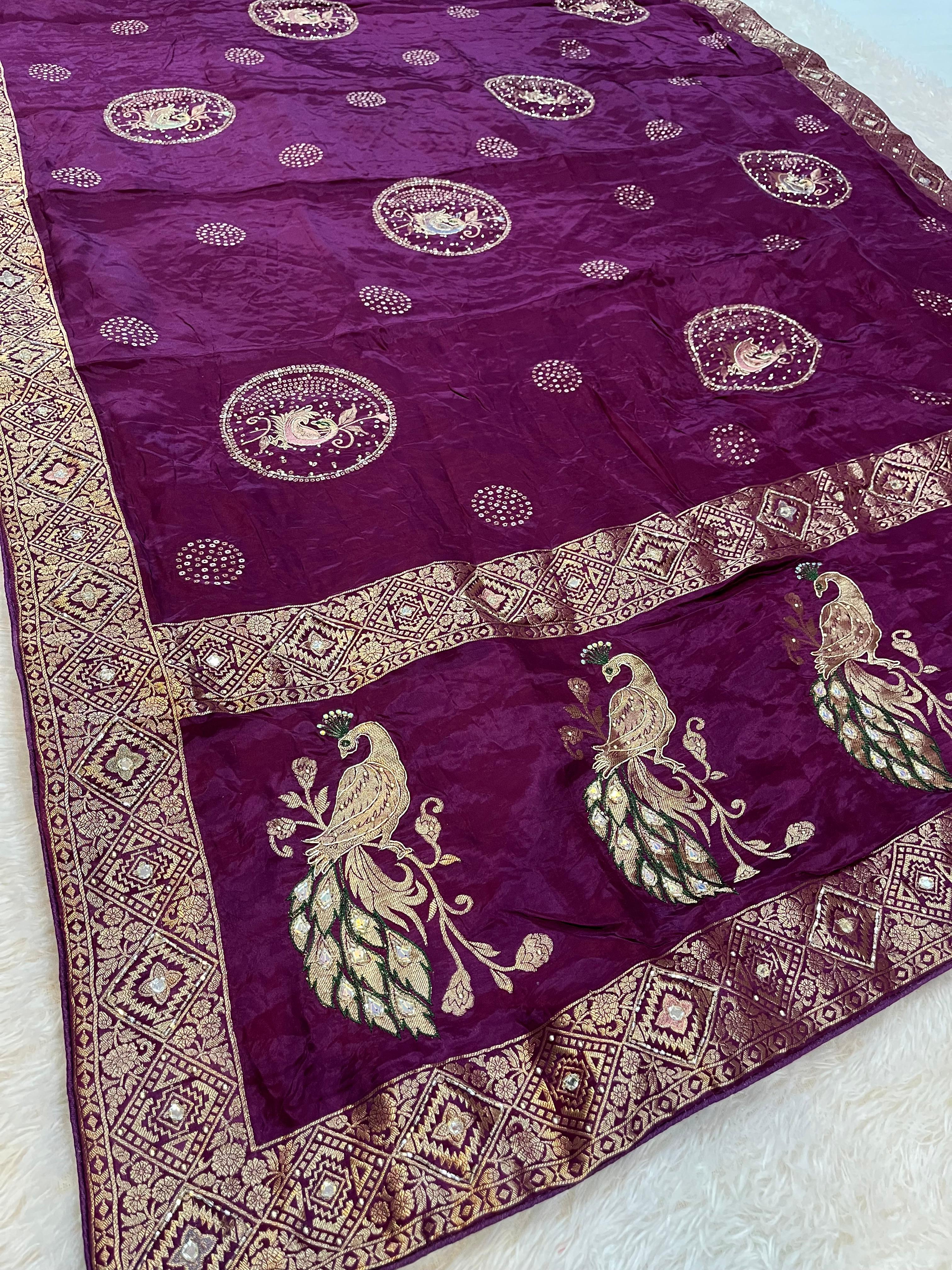 Designer H.O Silk Saree With Handwork