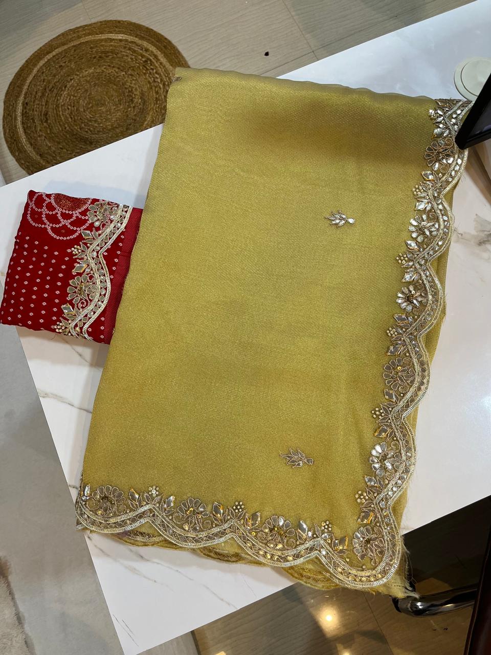 Traditional Tissue Saree With Gotapatti Work