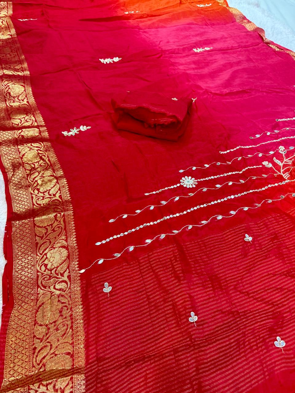 Designer Pure  H O Silk Saree With Handwork