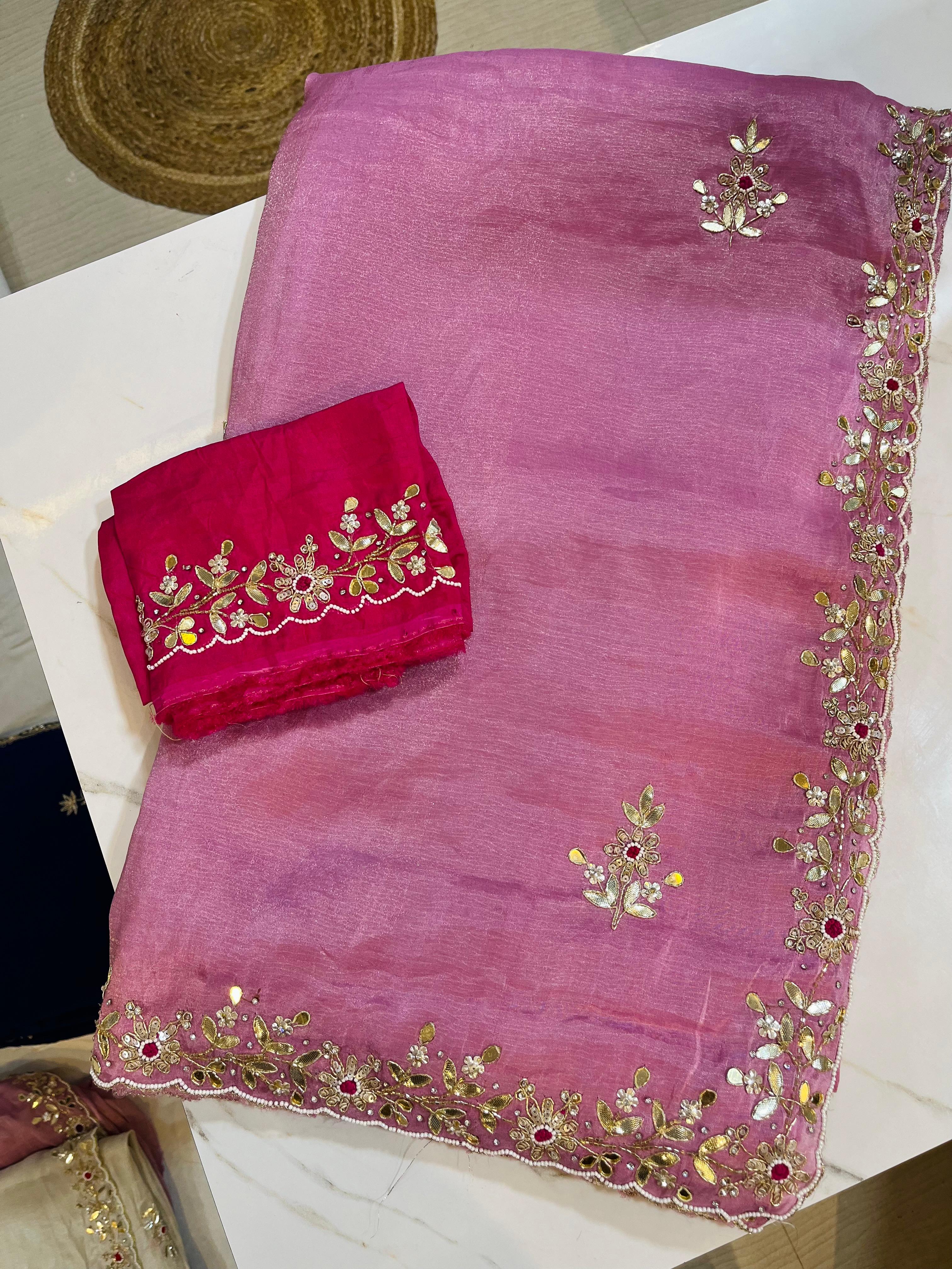 Luxury Soft Tissue Saree With Handwork