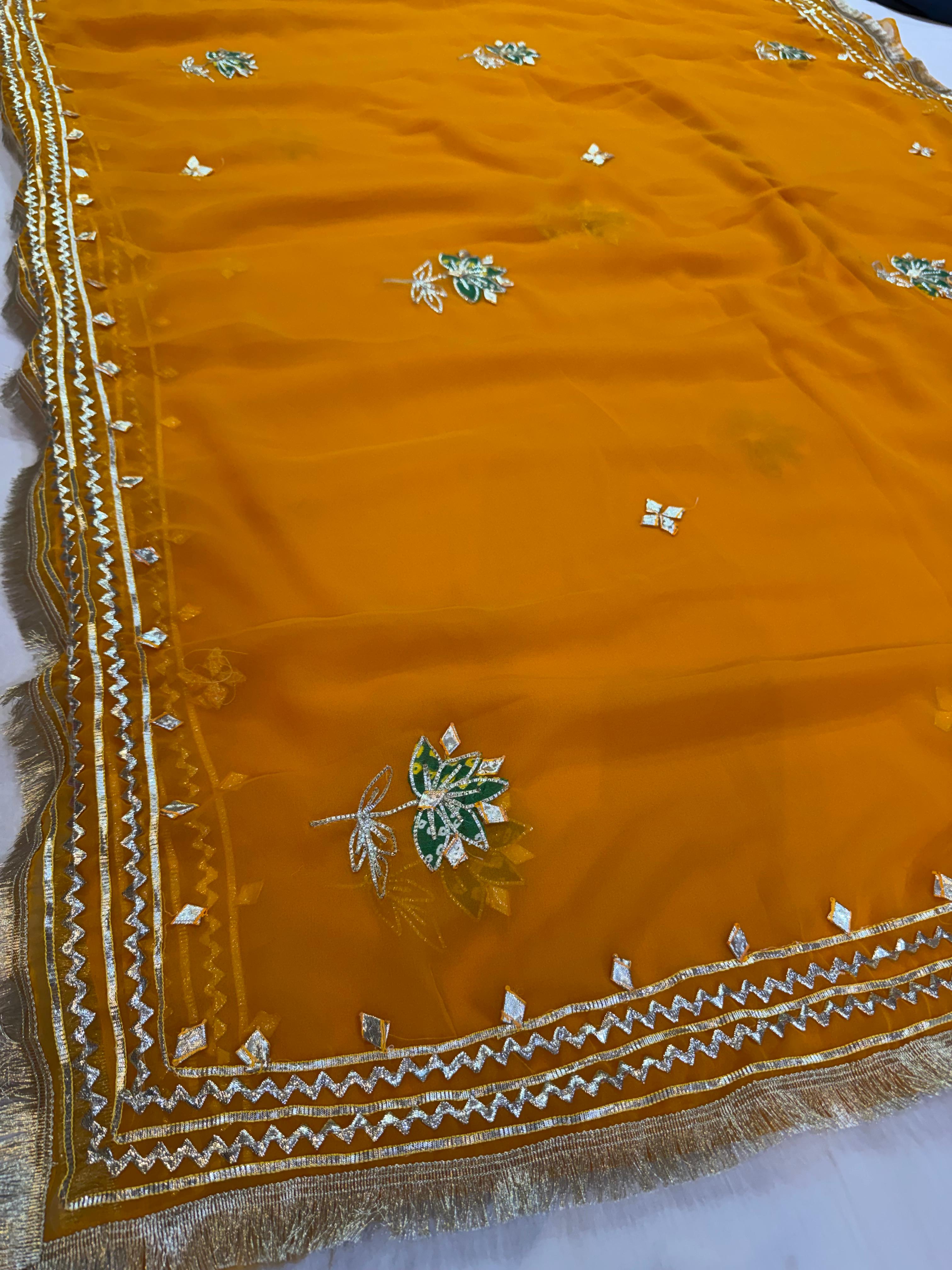 Beautiful Royal Georgatte Saree With Gottapatti Work
