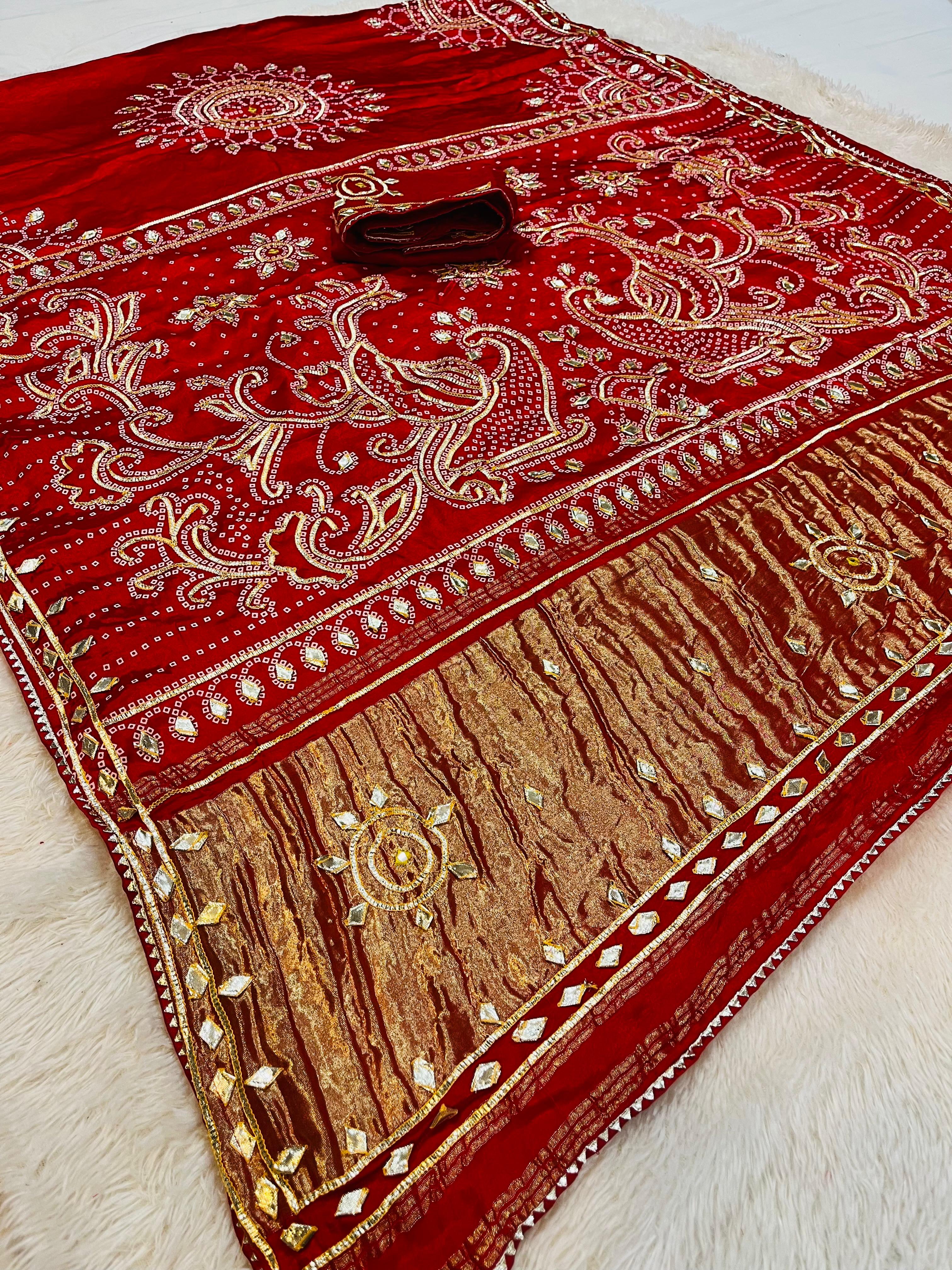 Traditional Gajji Silk Saree With Gottapatti Work