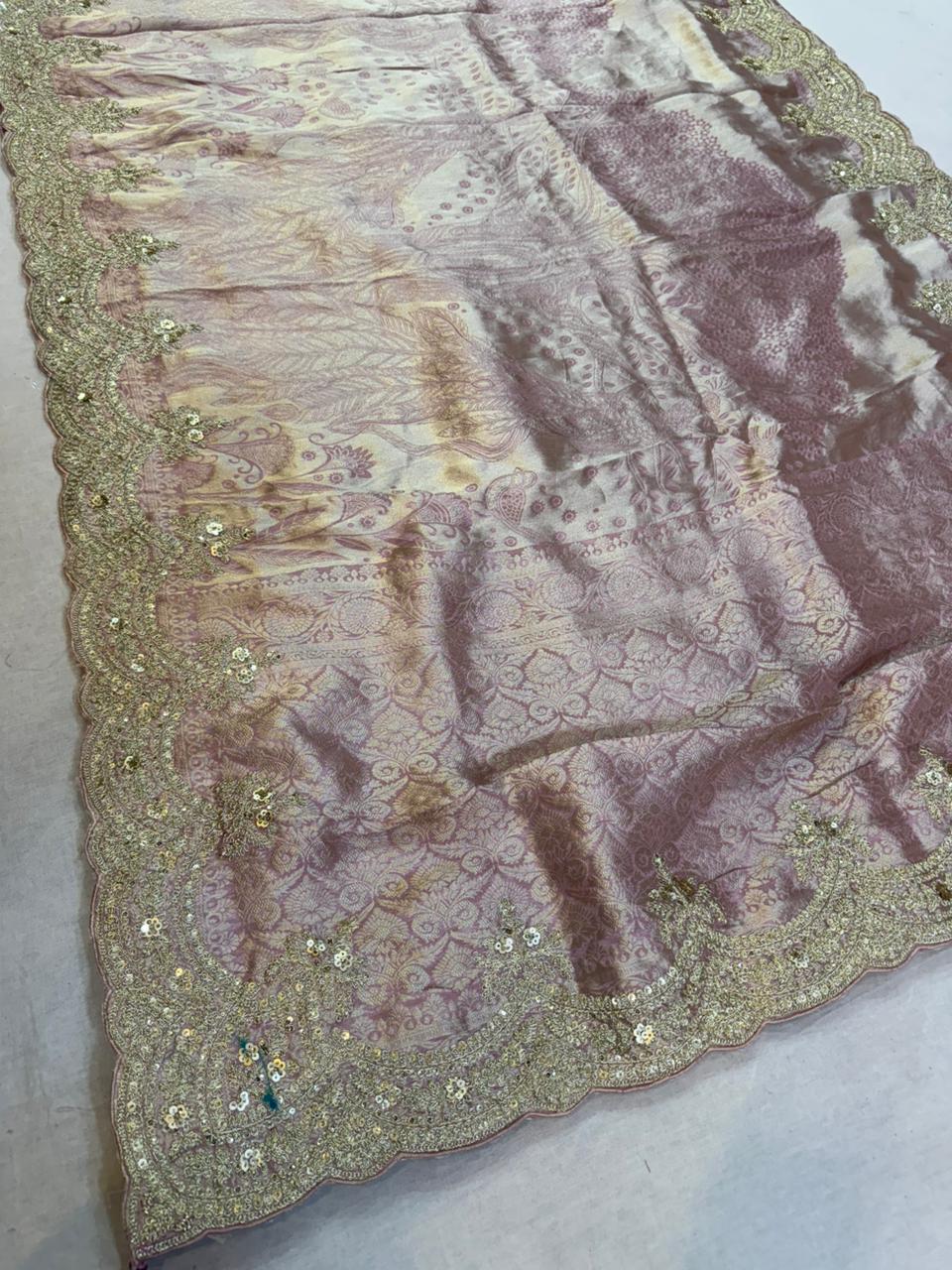 Designer Cosmos Febric Saree With Pittan Zari Work