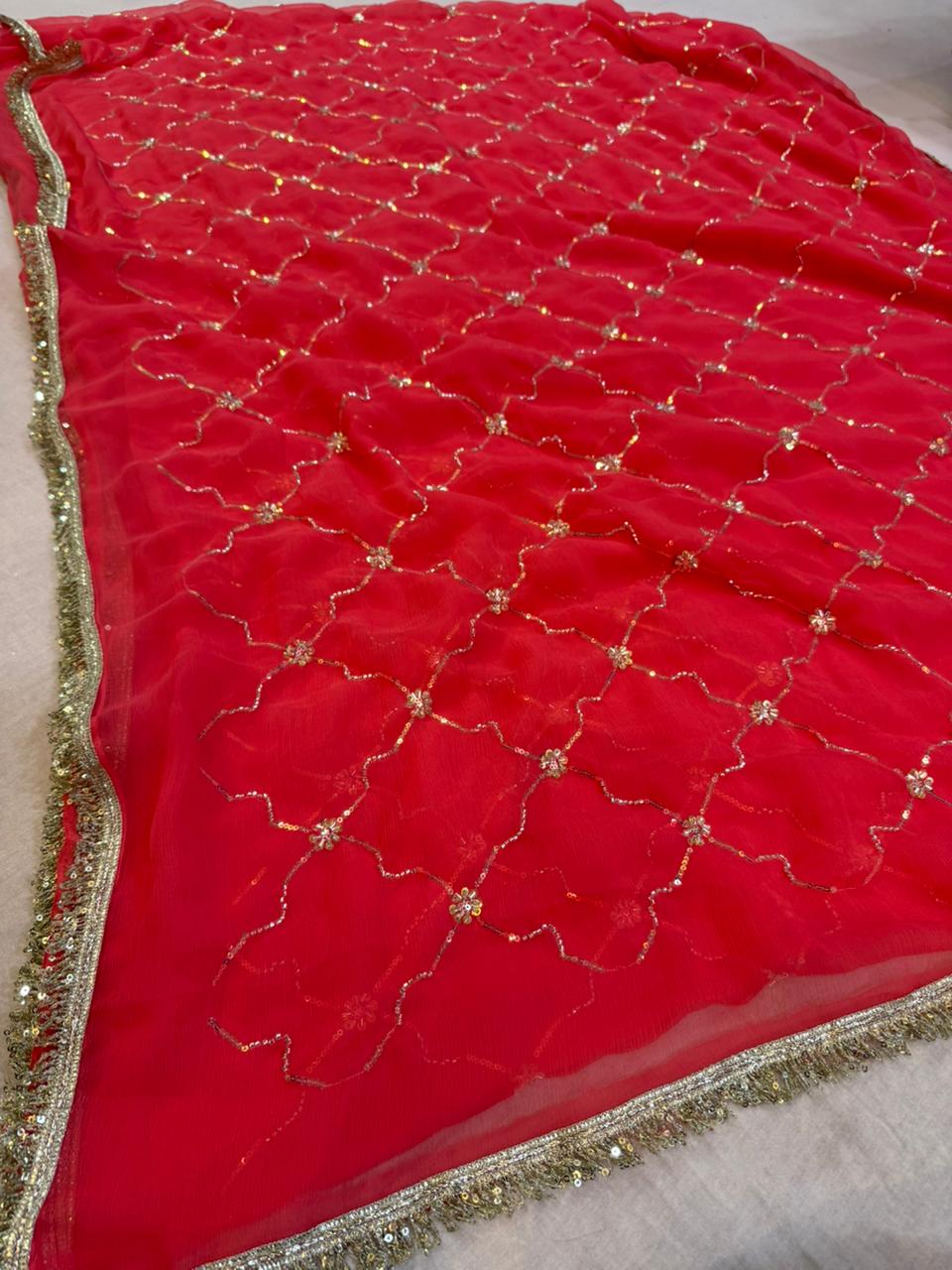 Beautiful Wari Chiffon Saree With Handwork