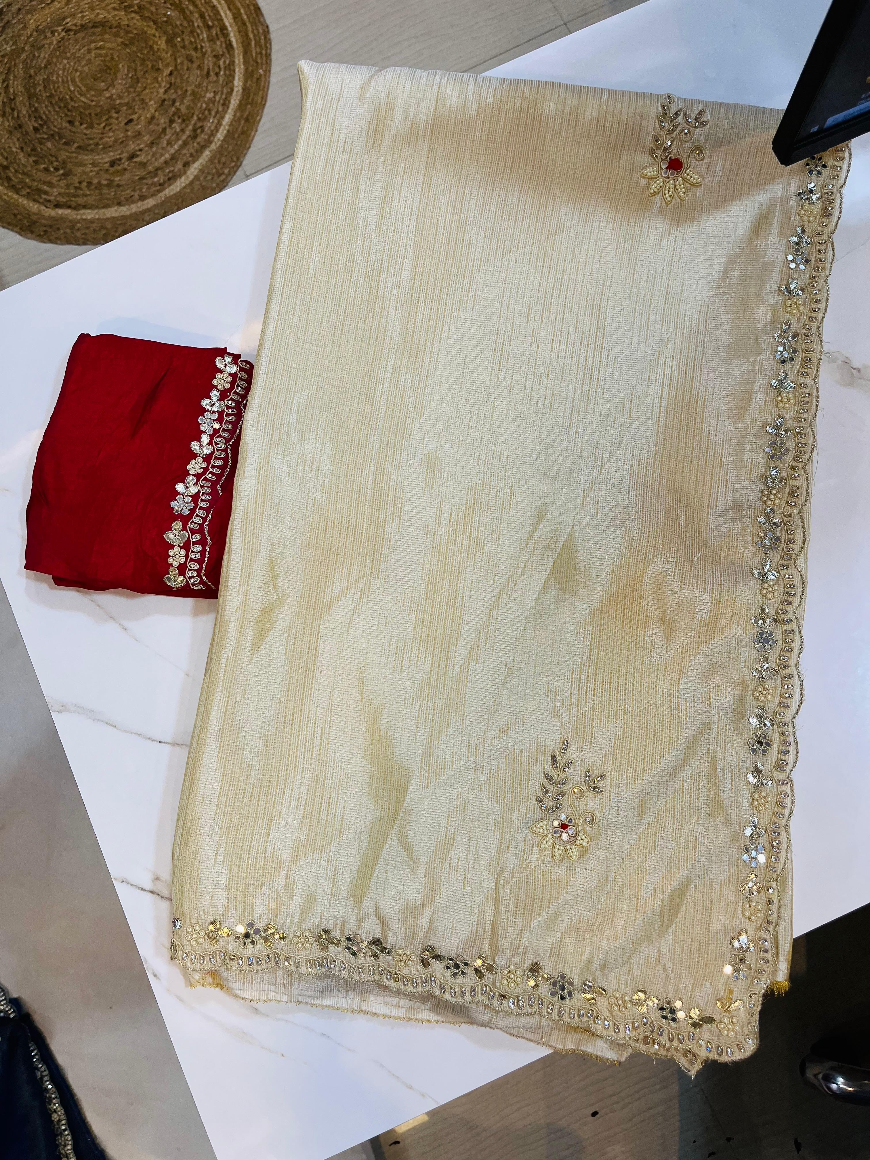 Latest Tissue Saree With Handwork