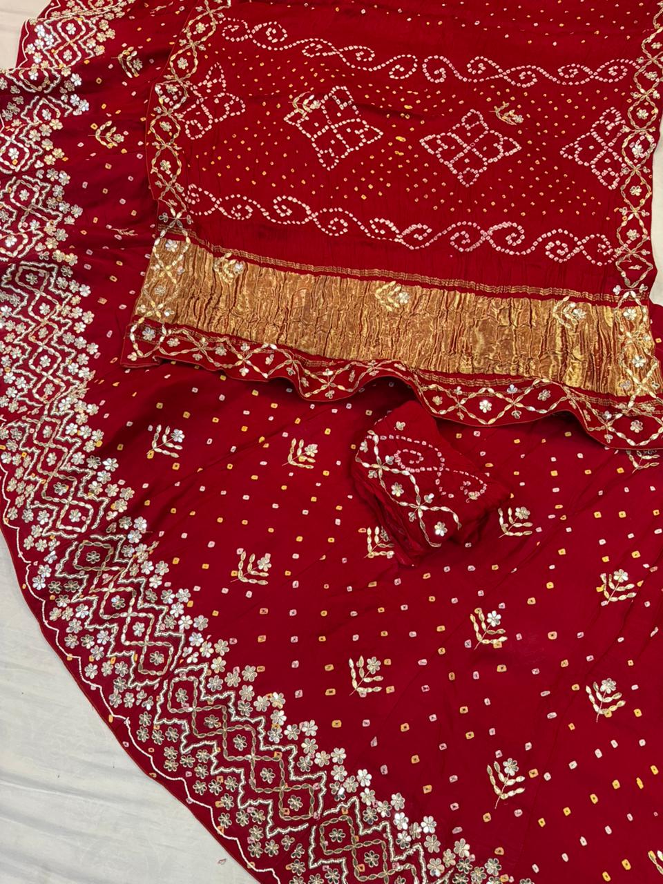 Designer Modal Gajji Silk Hand Bandhej Lehenga With Premium Handwork