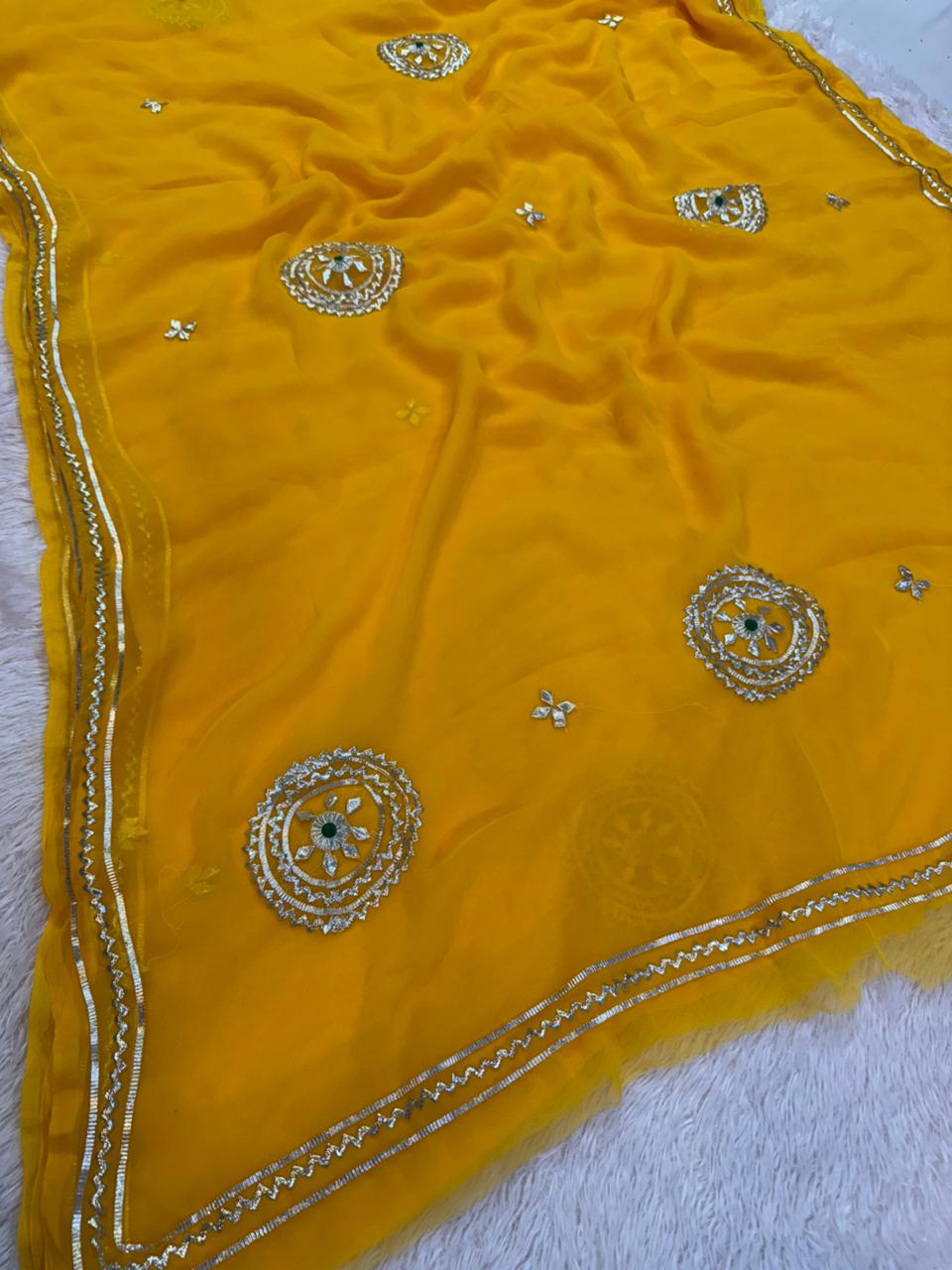 Trending Royal Georgette Saree With Gottapatti Work