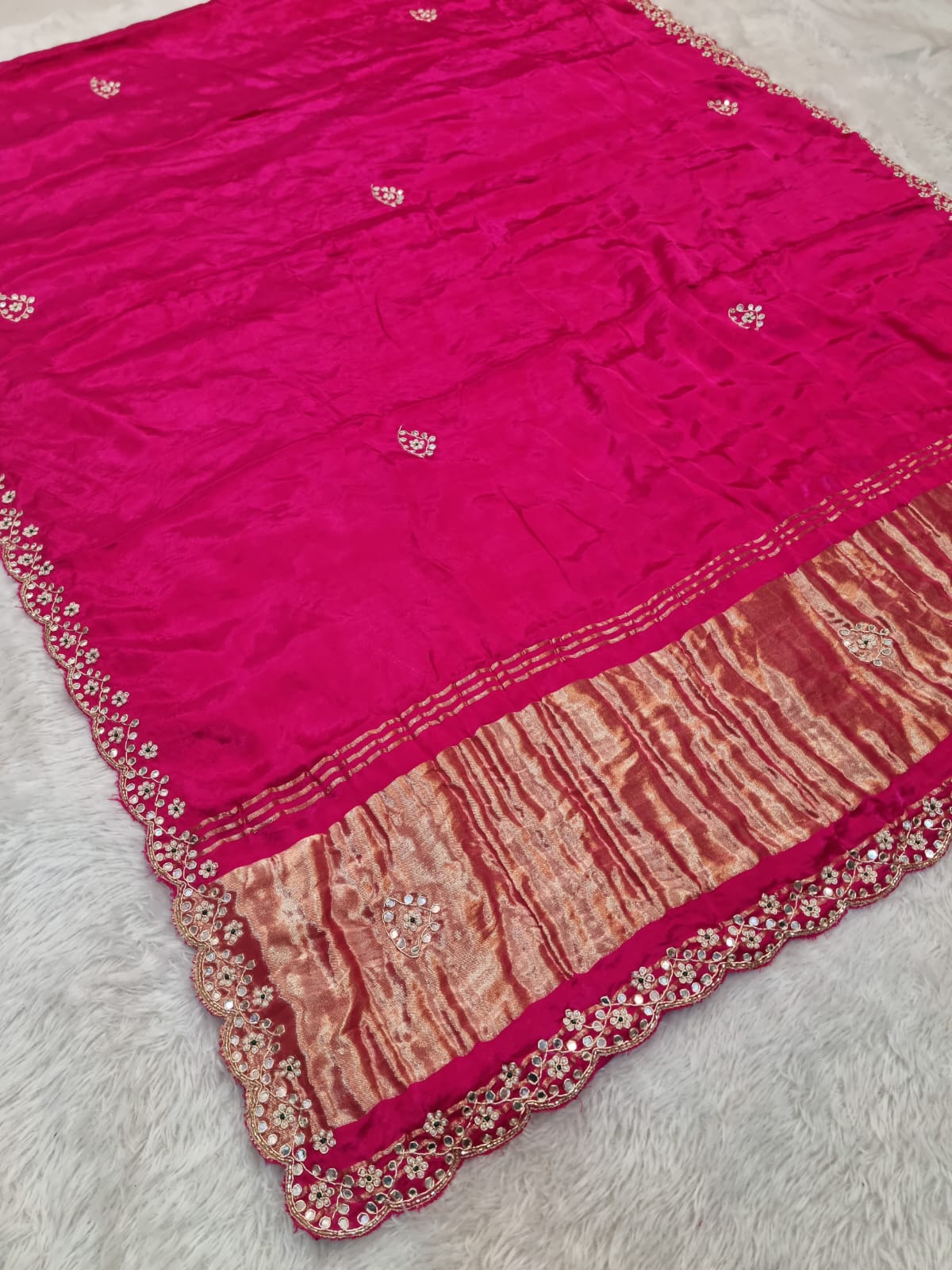 Pure Gajji Silk Saree With Premium Handwork