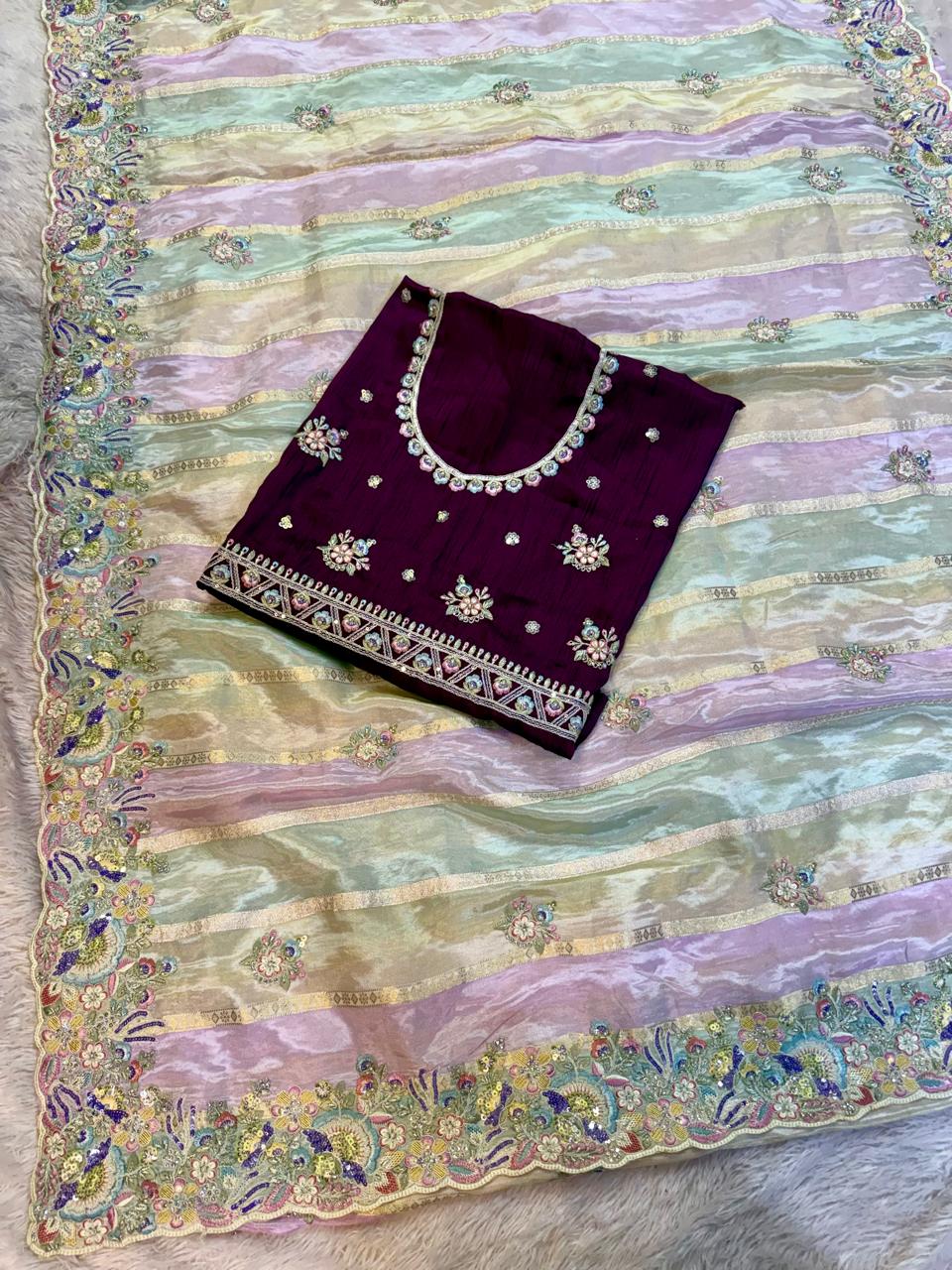 Latest H.O Silk Saree With Handwork
