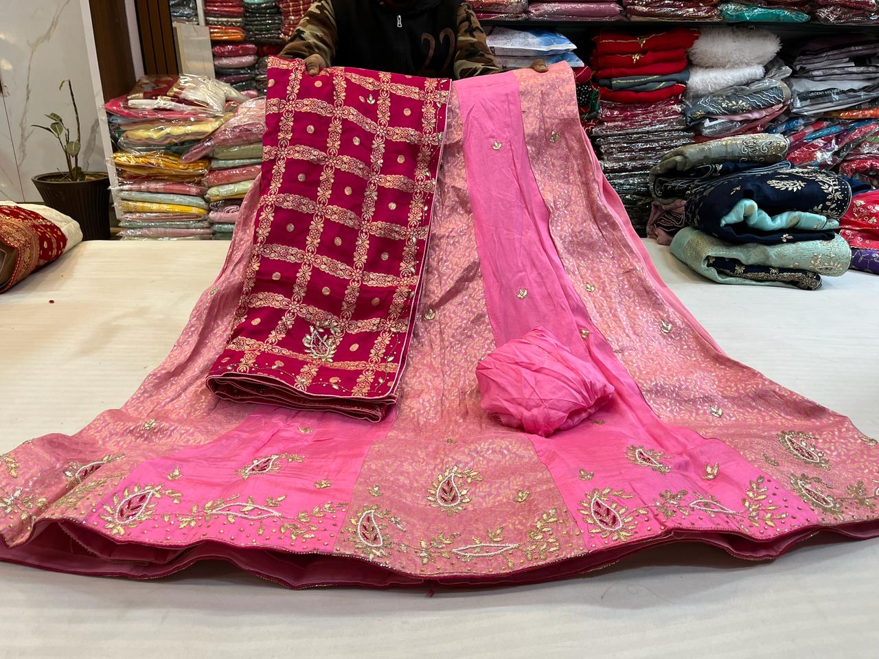 Beautiful Lahanga With Banarasi kali Handwork X Naylon Ghatchola Design Dupatta