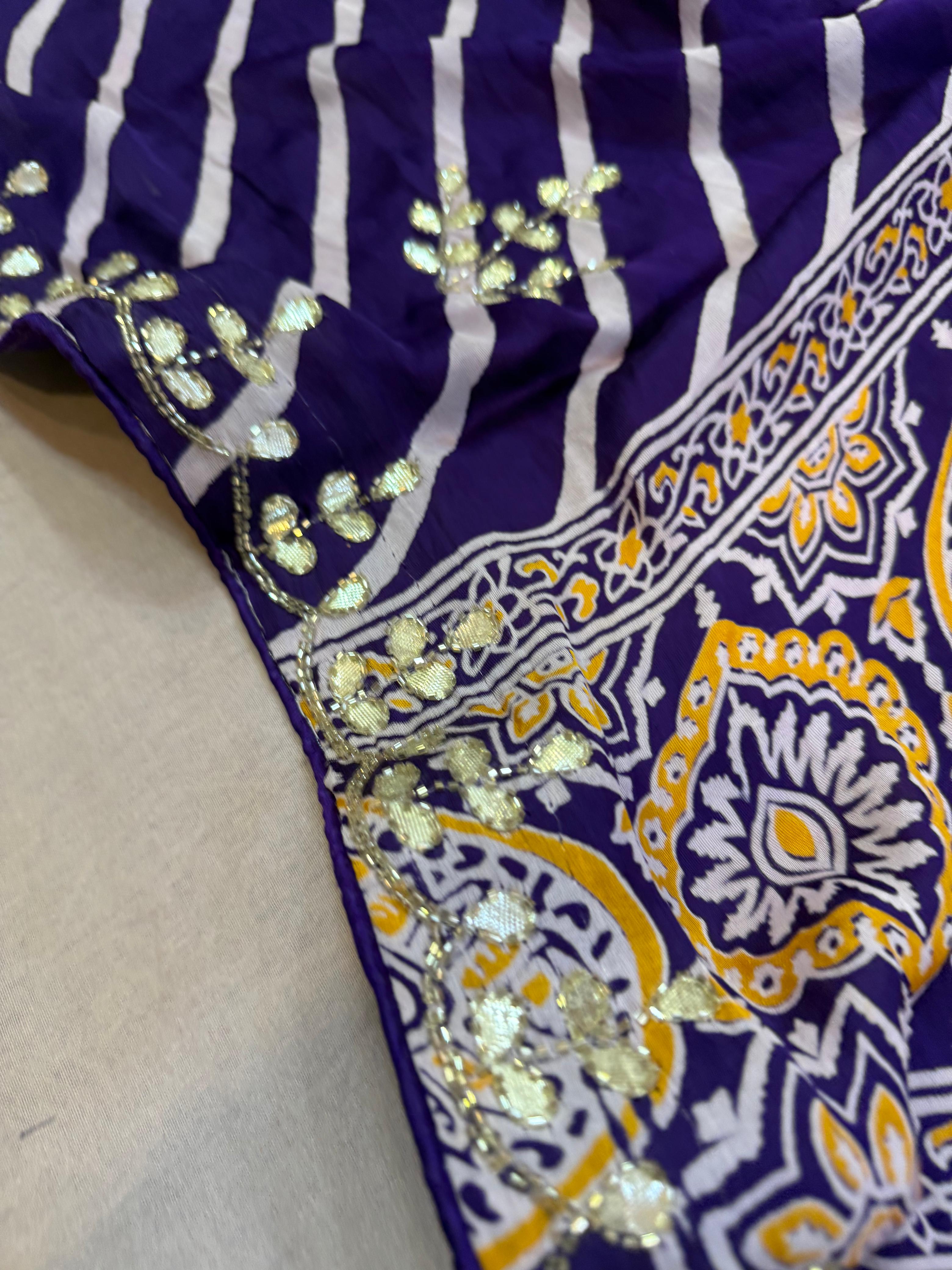 Designer Modal Silk Leheriya Saree With Handwork
