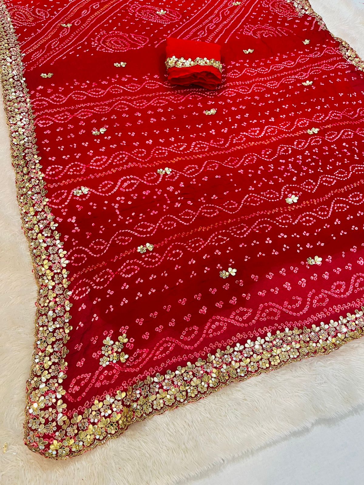 Traditional Pure Ojariya Chiffon Saree With Handwork