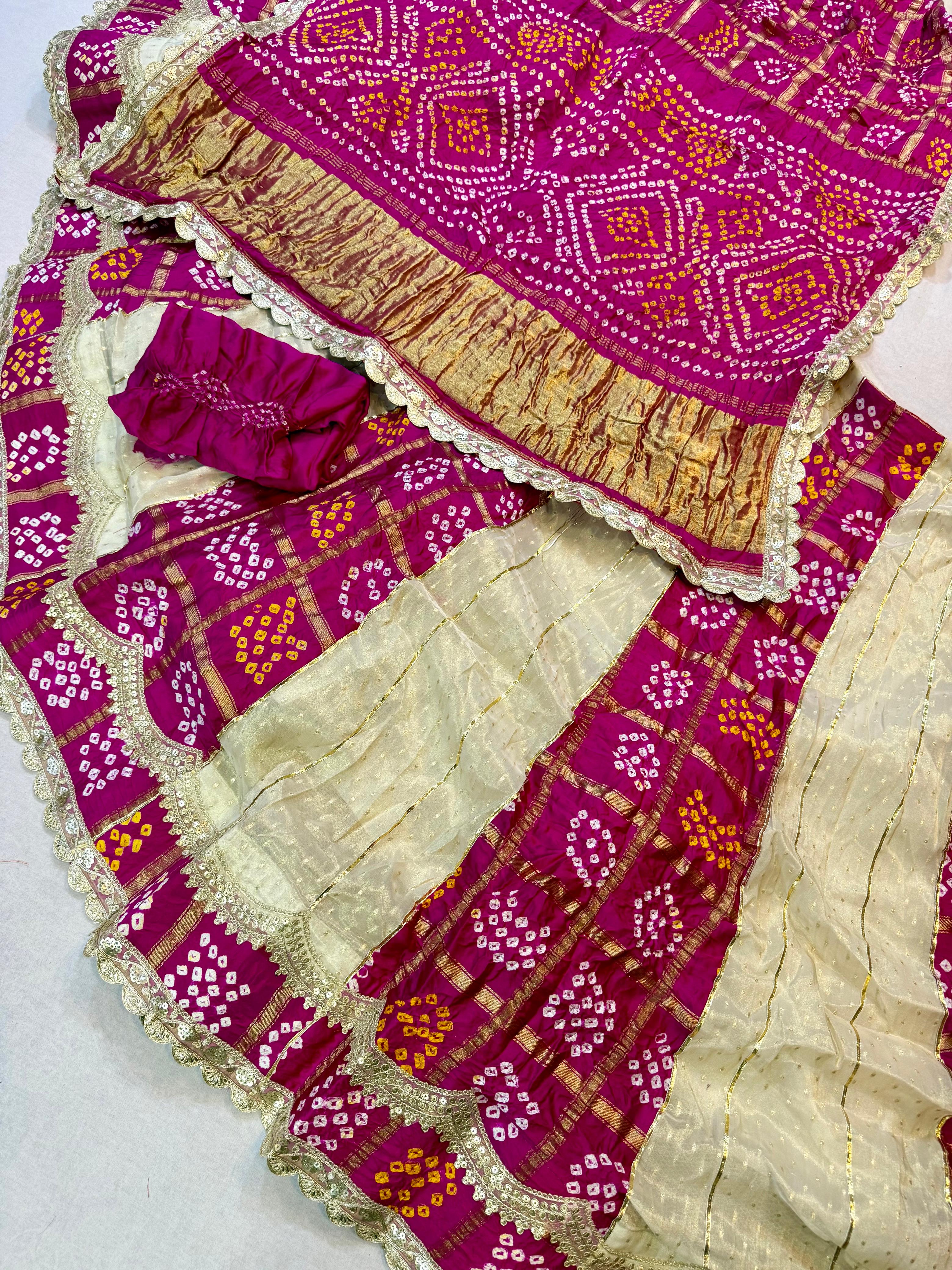 Traditional Cosmos X Modal Silk Febric Lehenga With Modal Gajji Ghatchola  Duppata