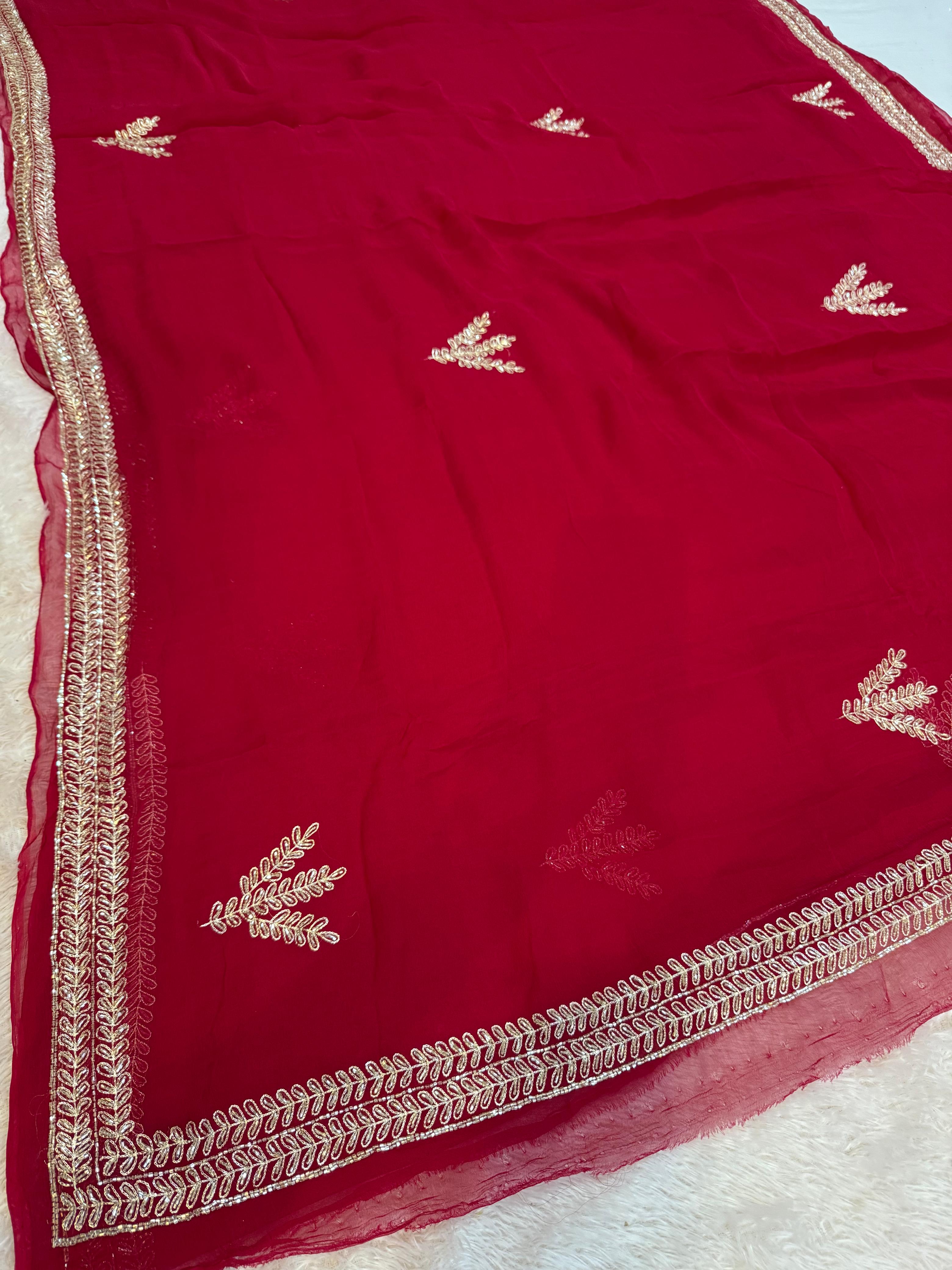 Pure Chiffon Saree With Premium Handwork