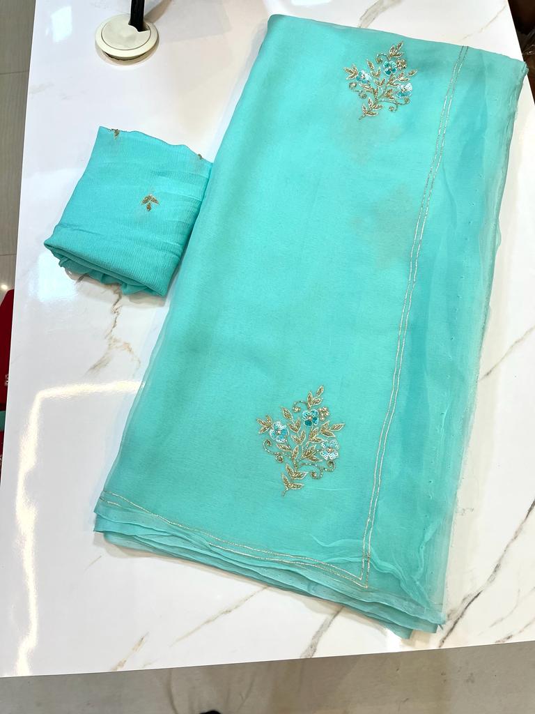 Chiffon Saree With Handwork