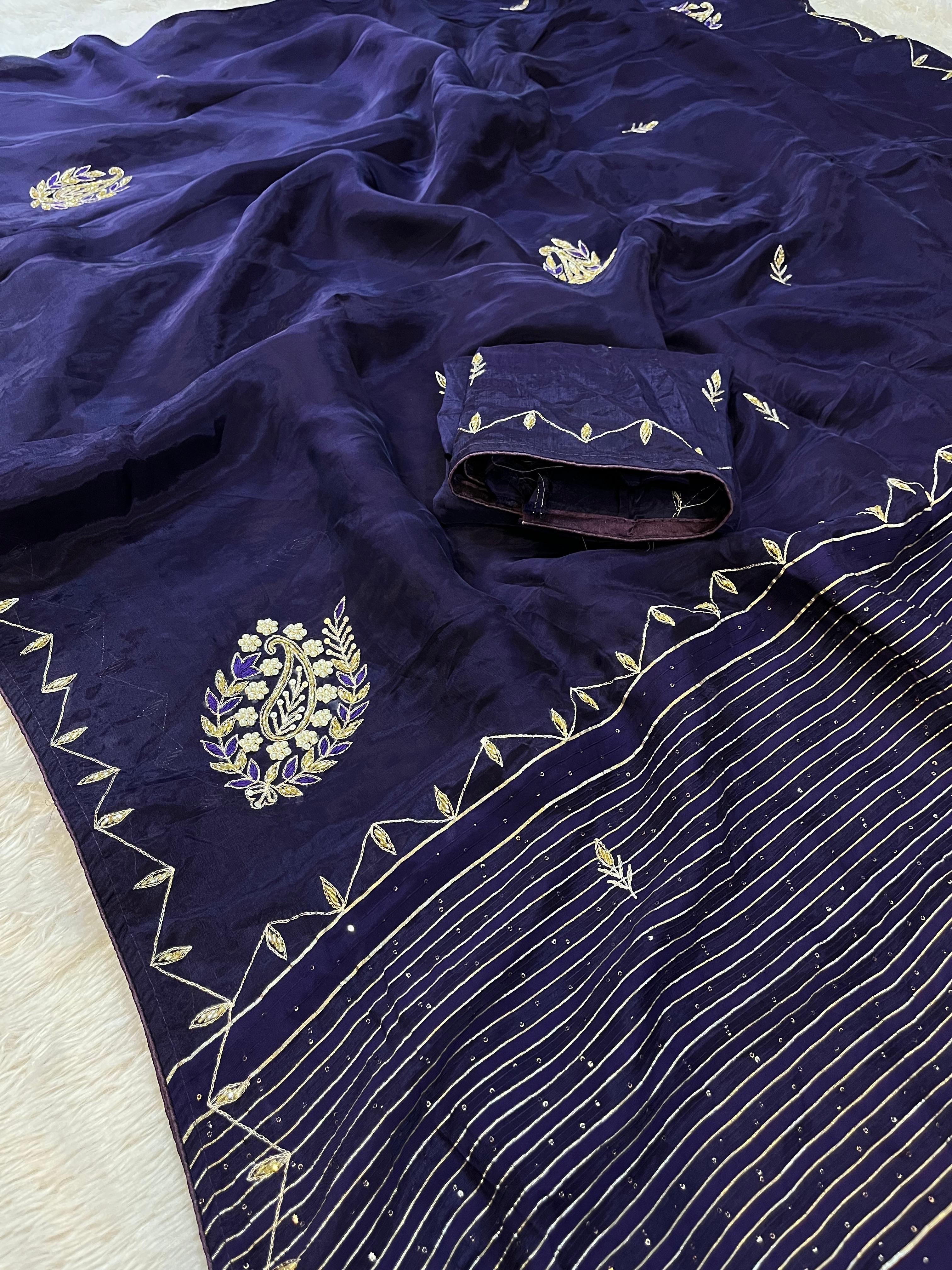 Beautiful Pure H O Silk Saree With Handwork