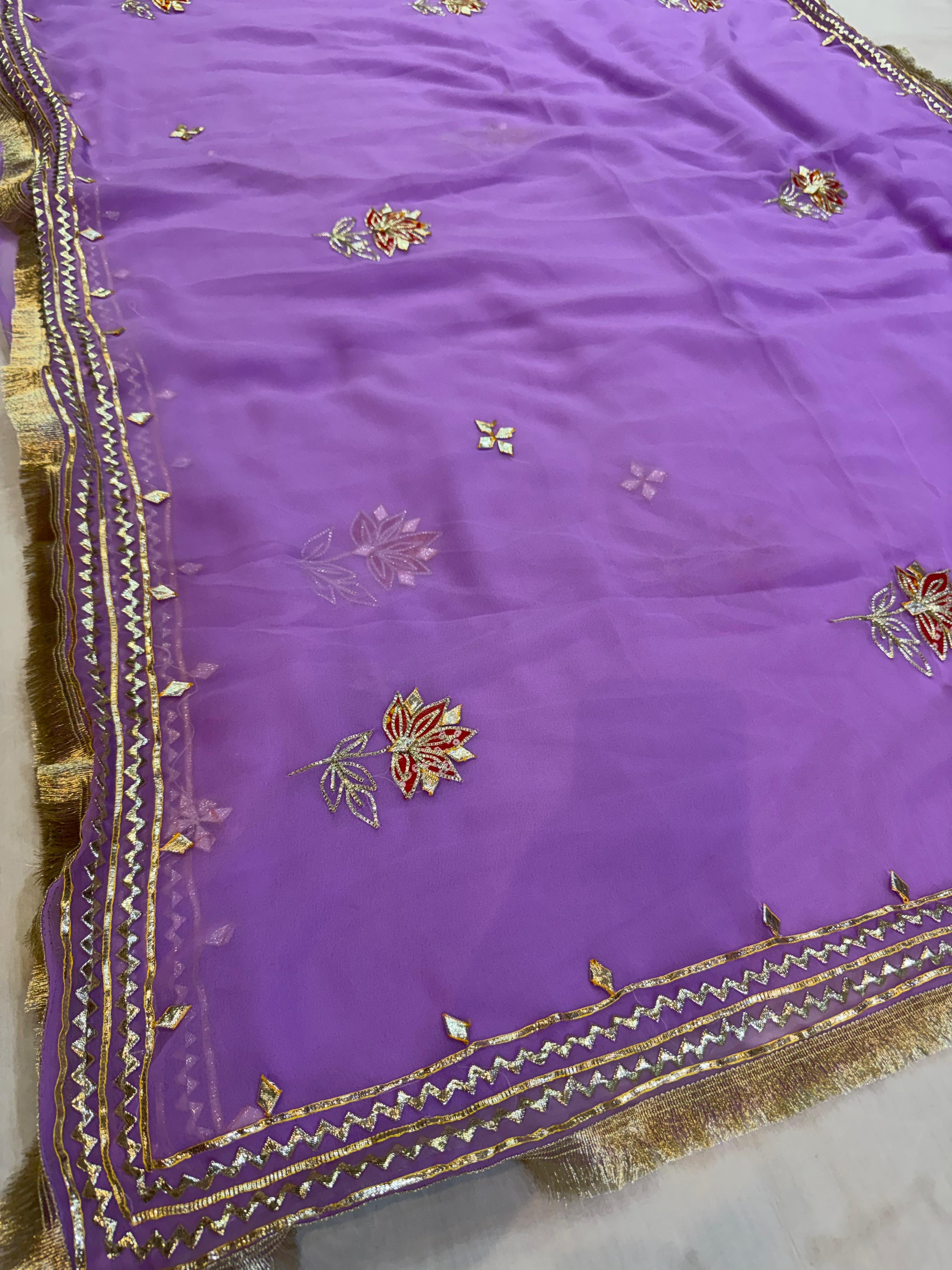 Beautiful Royal Georgatte Saree With Gottapatti Work