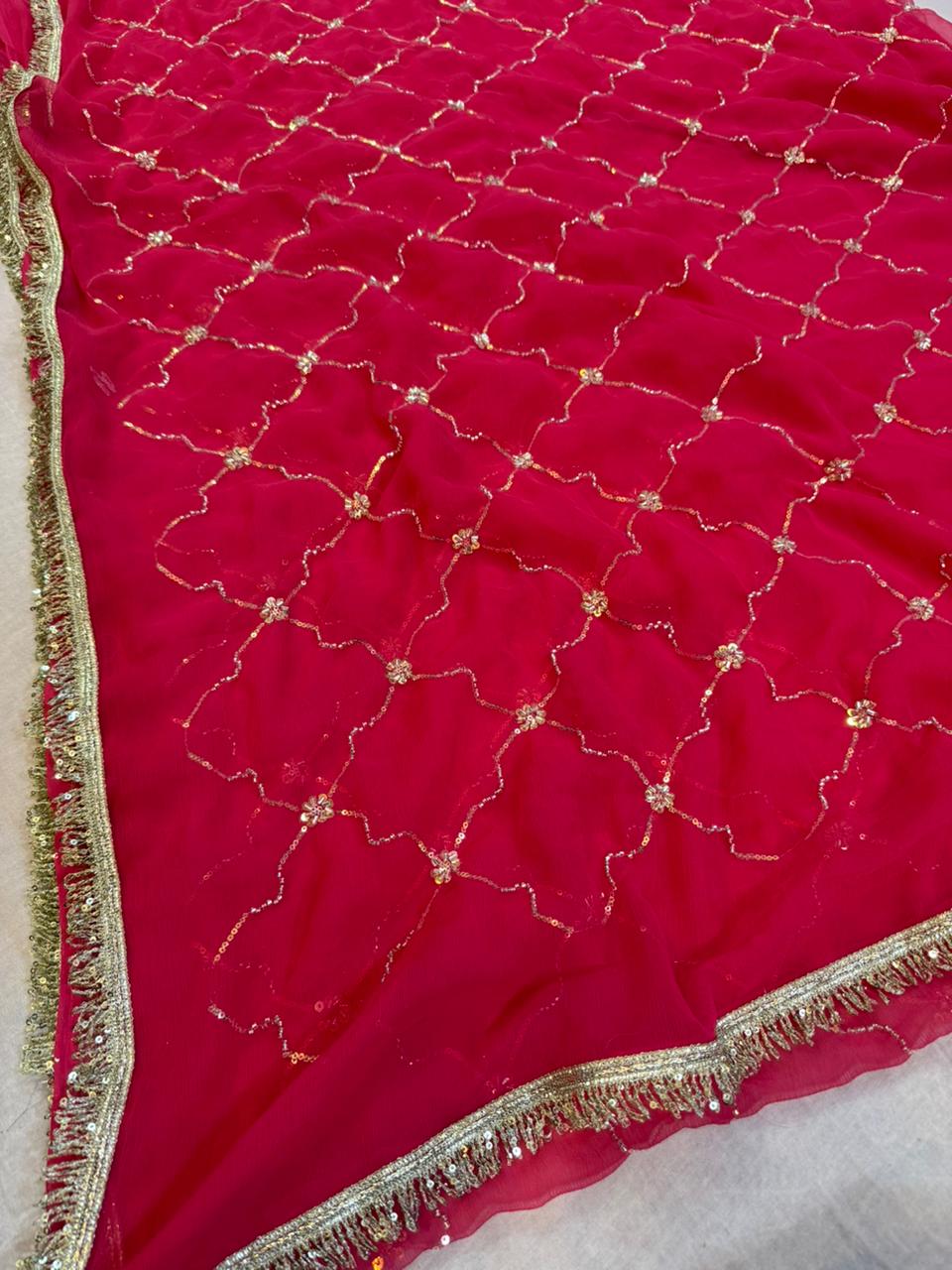 Beautiful Wari Chiffon Saree With Handwork