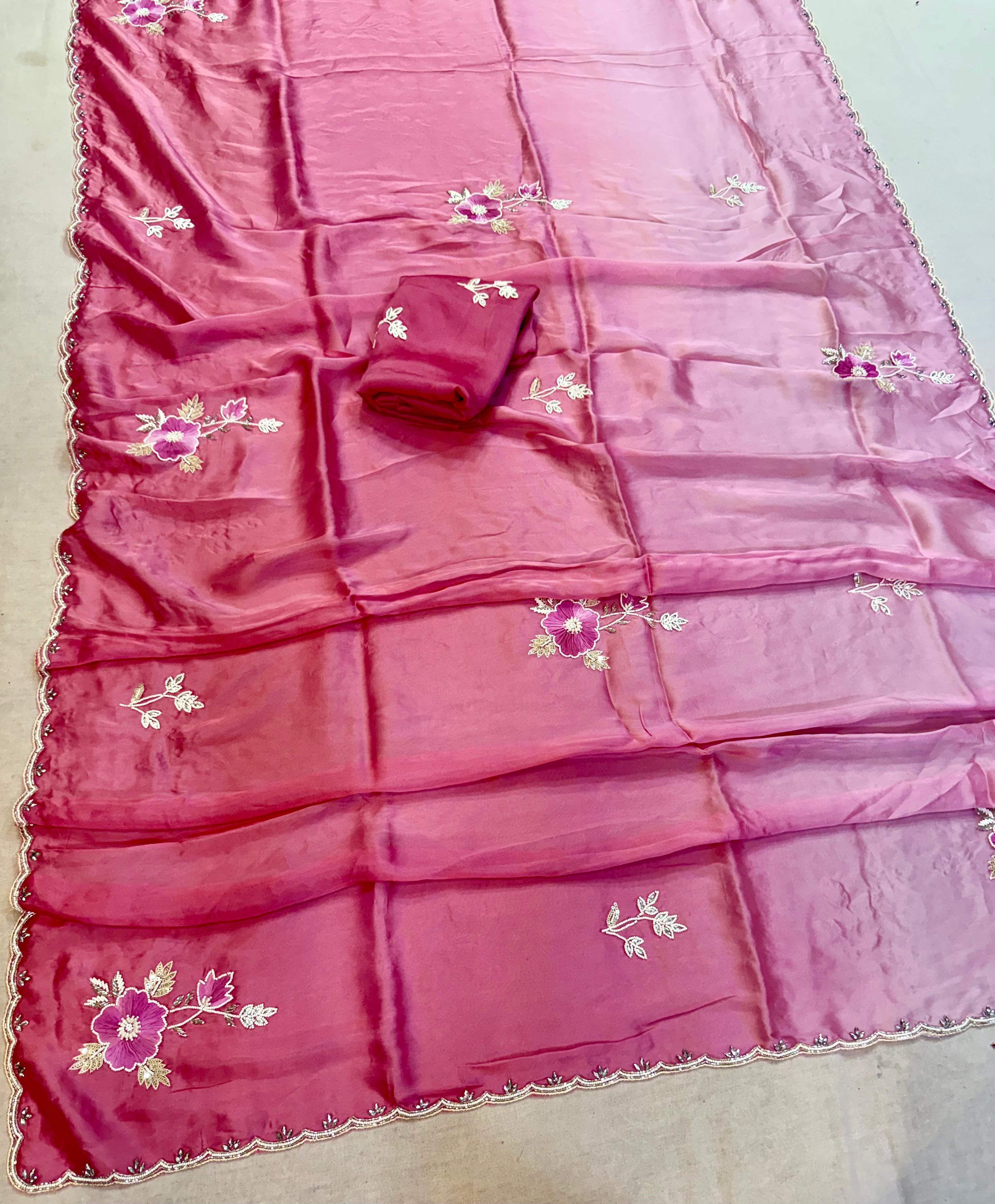 Beautiful Pure H.O Silk Saree With Handwork