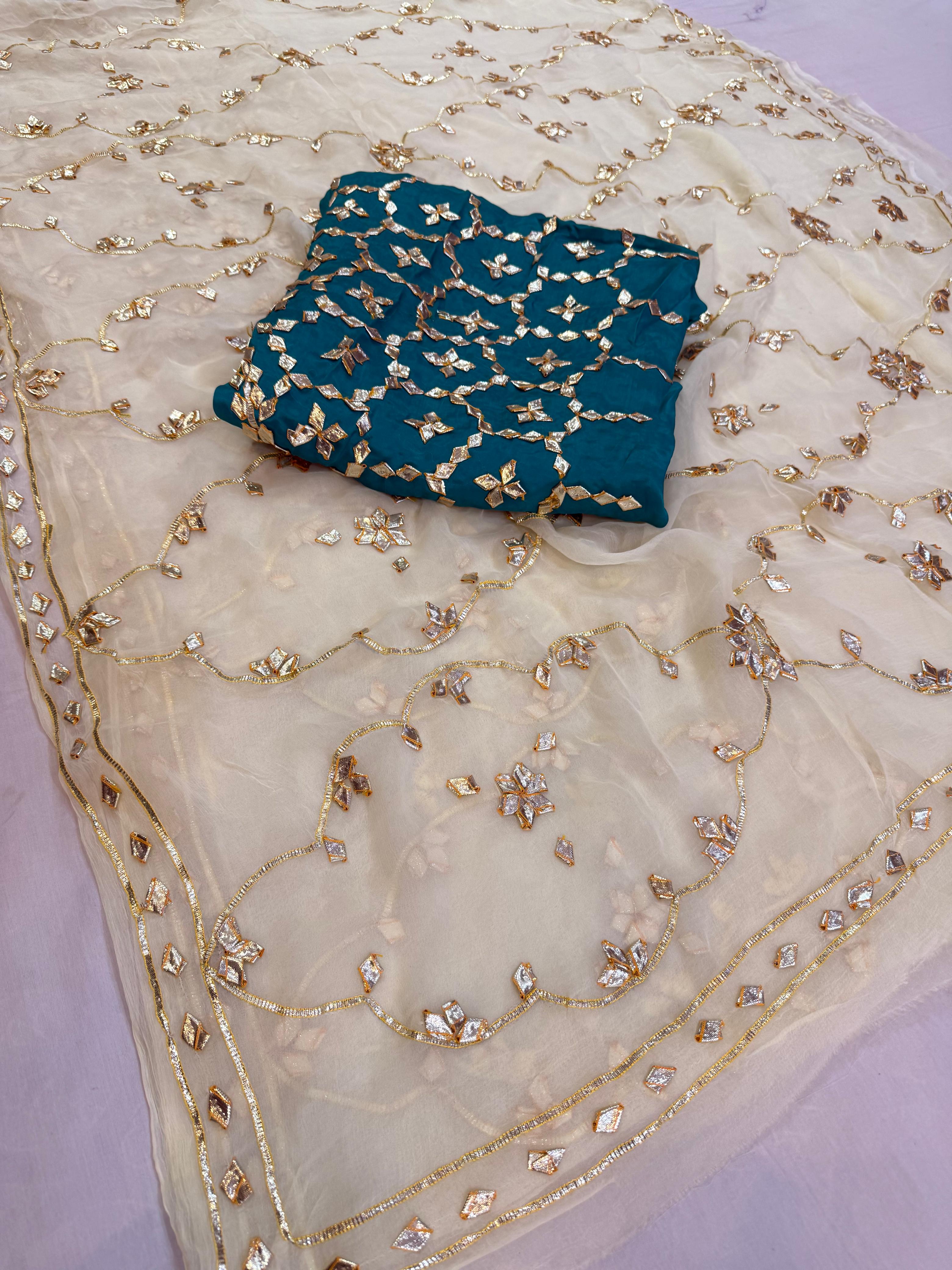 Traditional Pure Chiffon Saree With Gottapatti Work