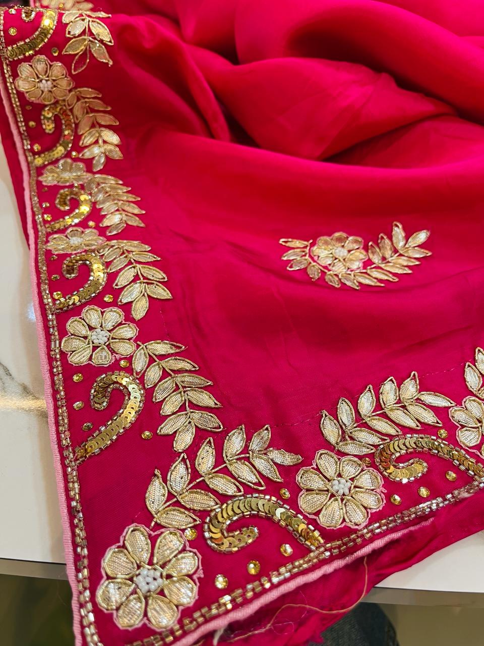 Pure Upada Silk Saree With Premium Handwork