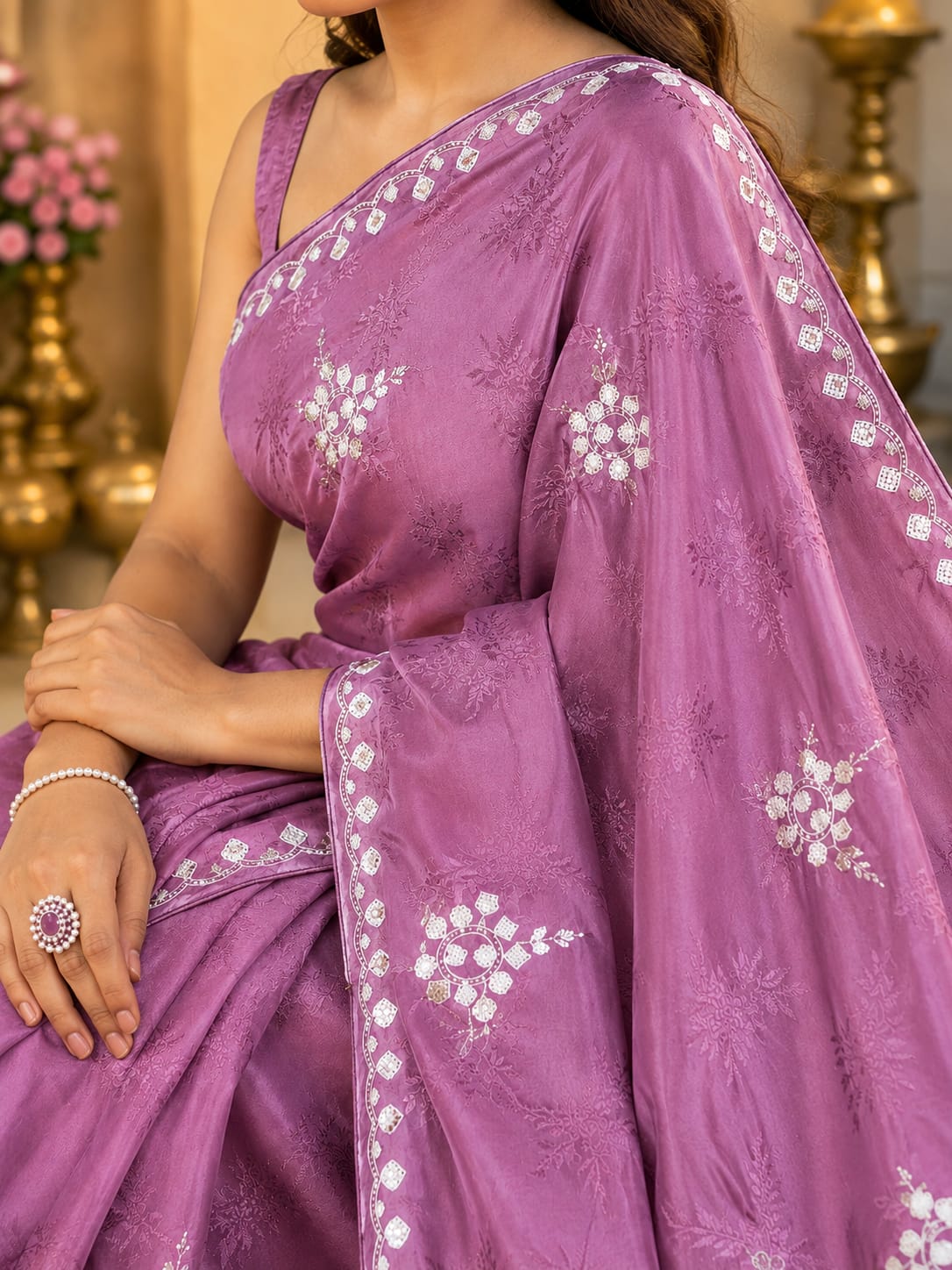 Premium Handwork Pure H O Silk Saree