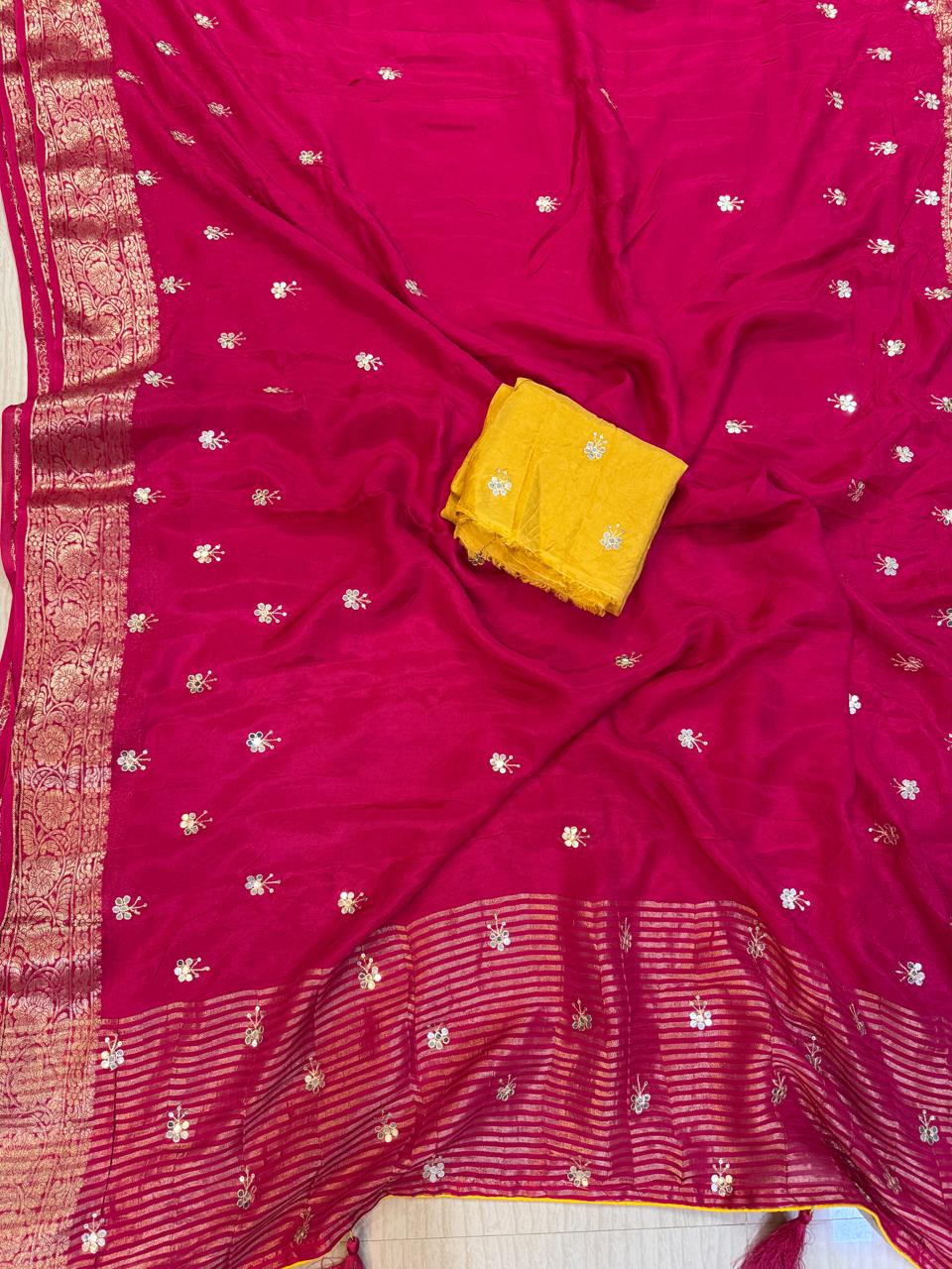 Latest Nylon Dolla Silk Saree With Handwork