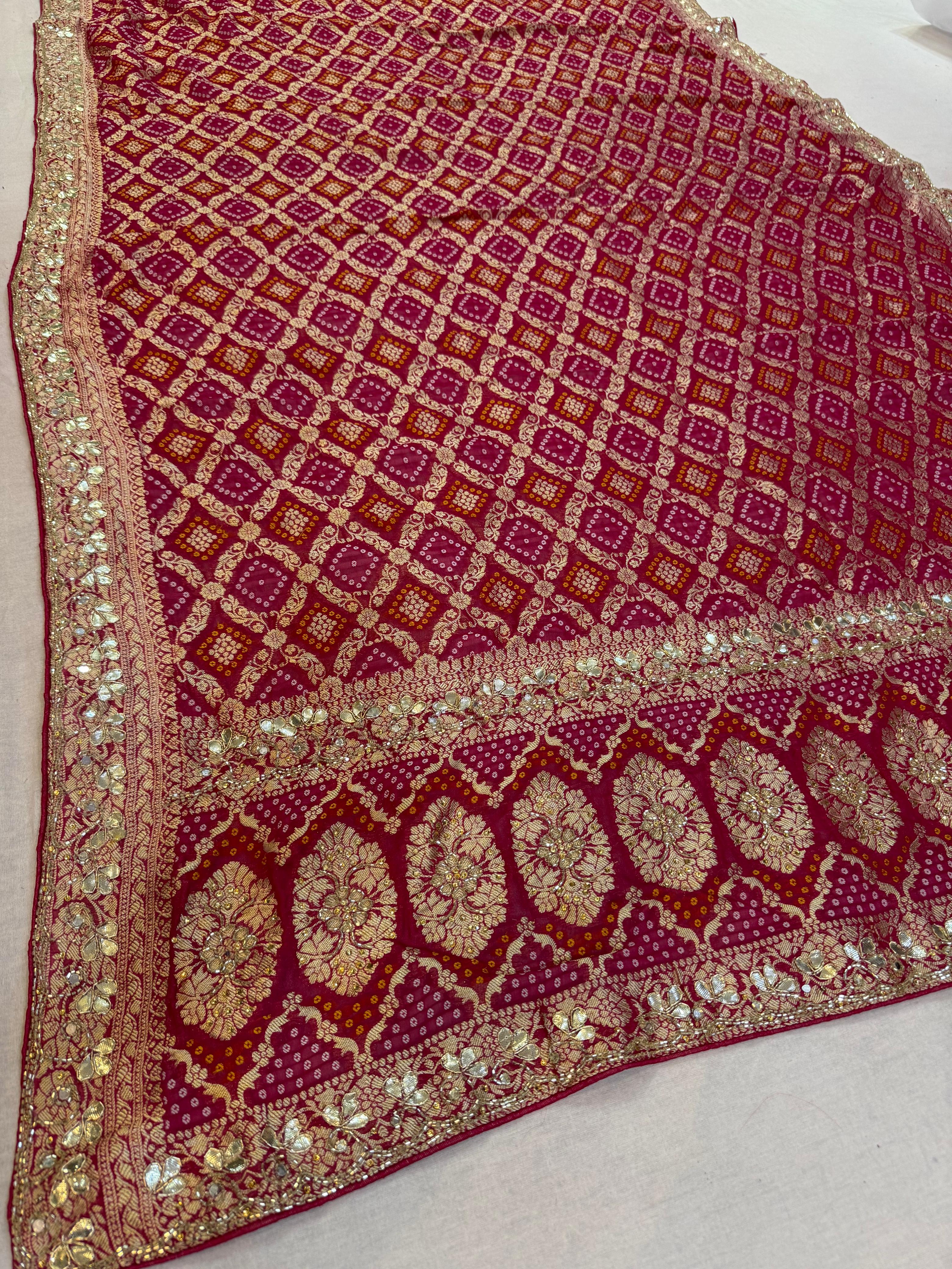 Designer Pure Georgatte Dupatta With Handwork