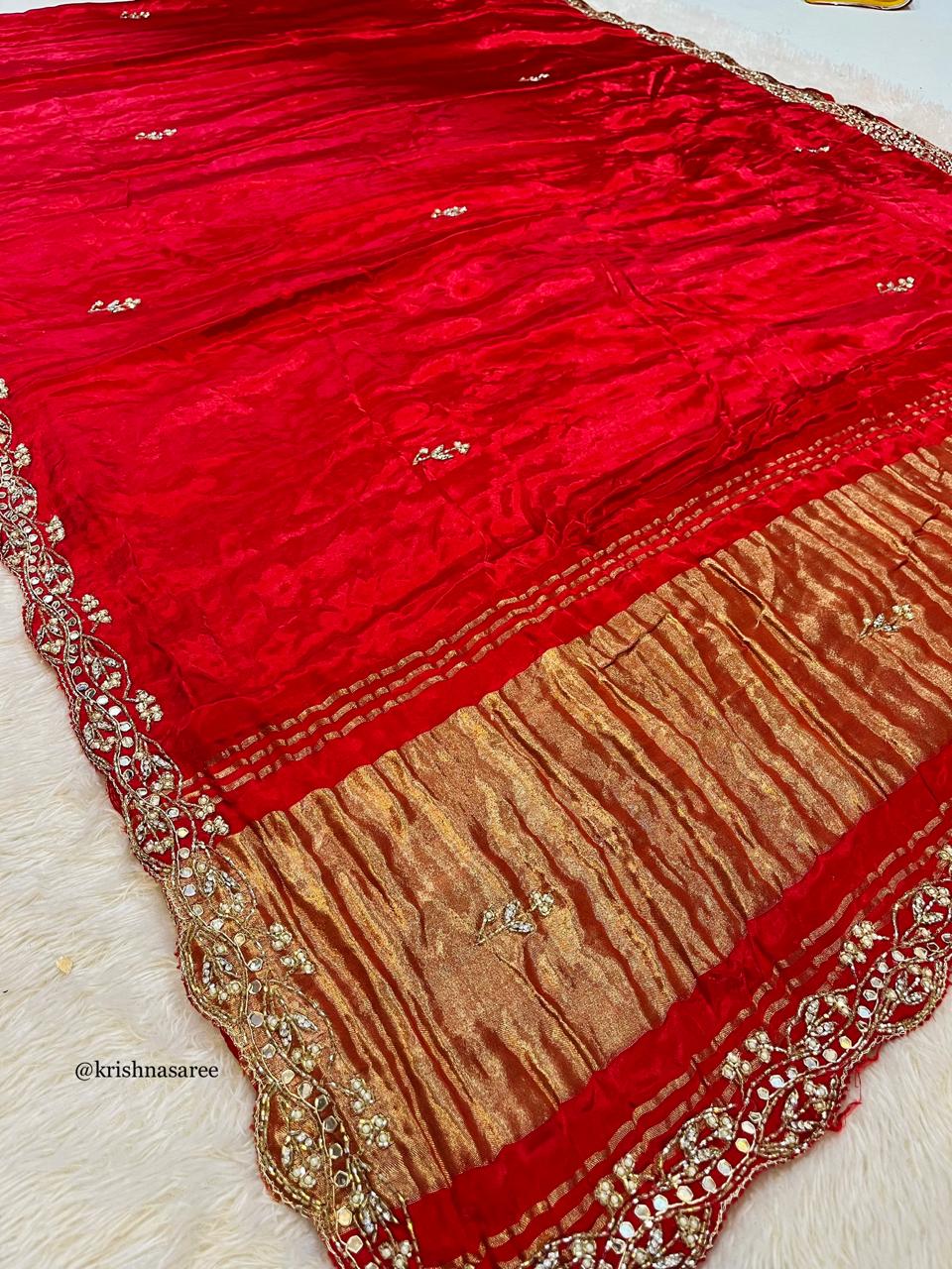 Pure Gajji Silk Saree With Handwork Border