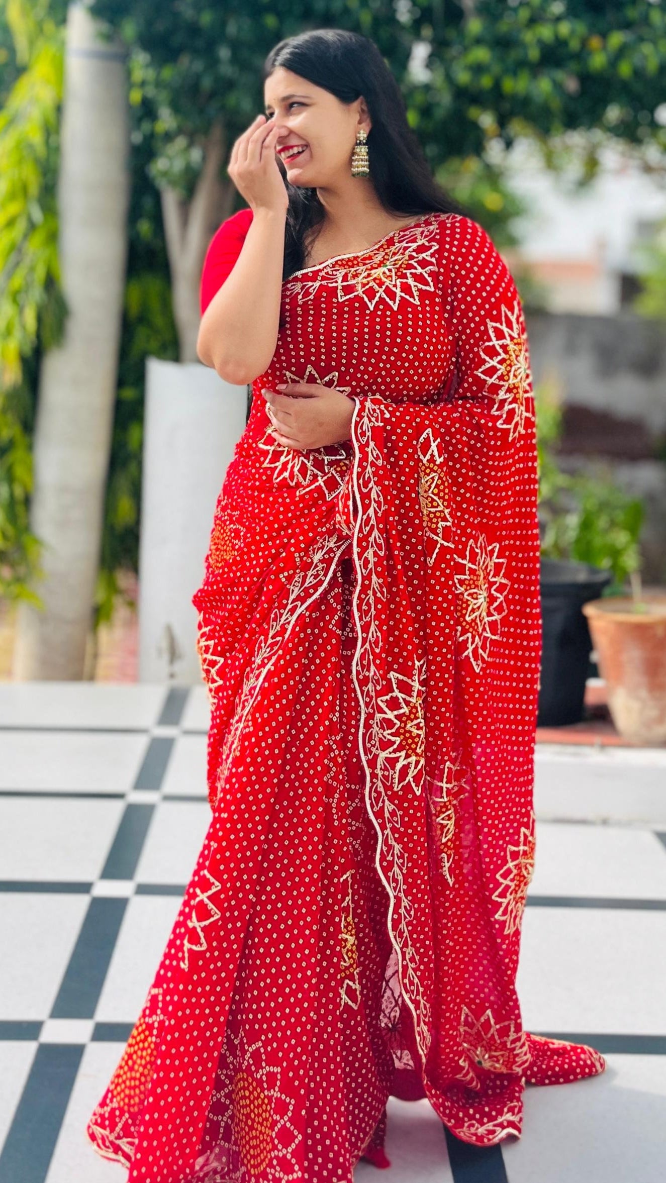 Beautiful Bandhani Gotta Patti Saree