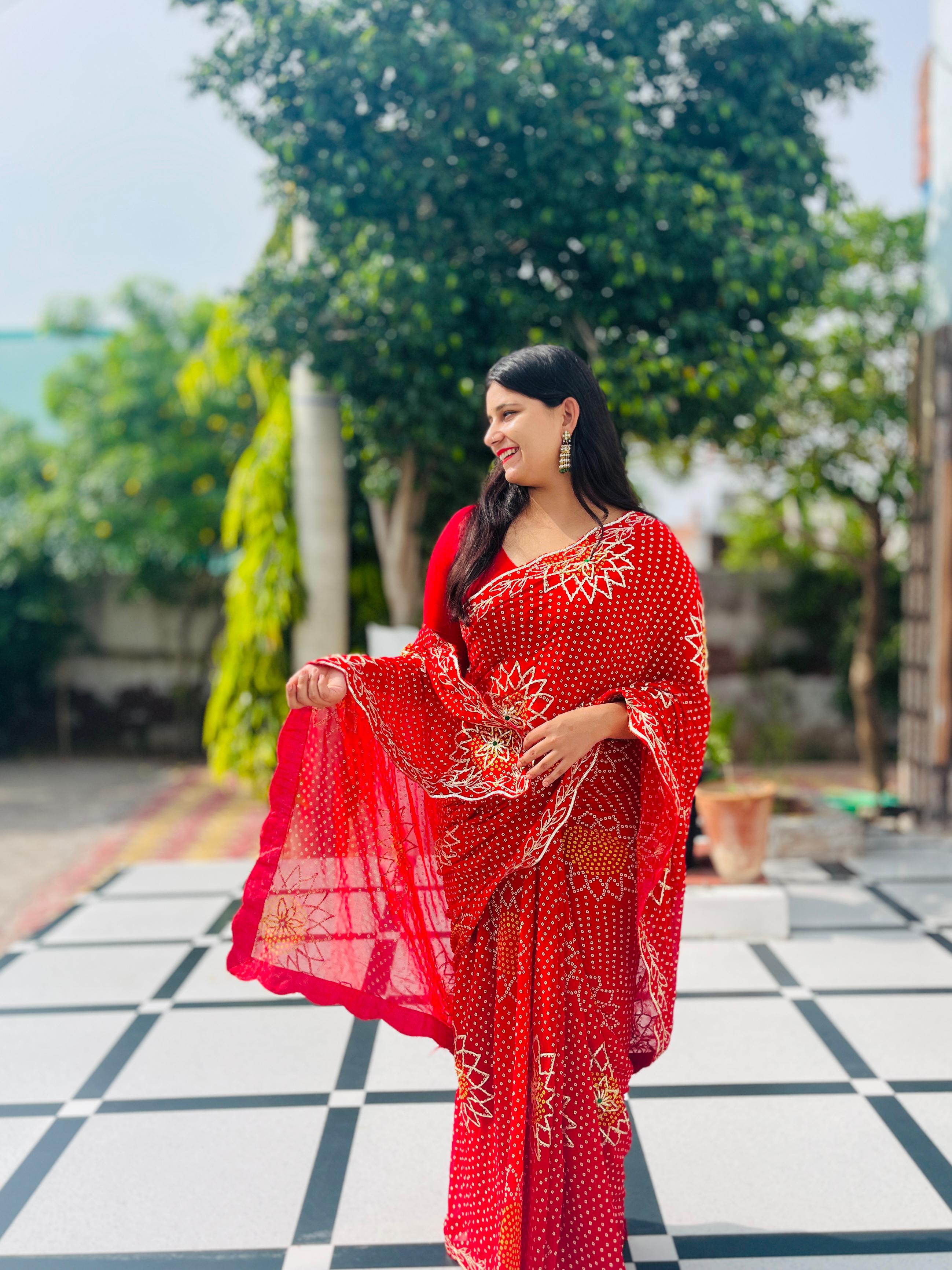 Beautiful Bandhani Gotta Patti Saree