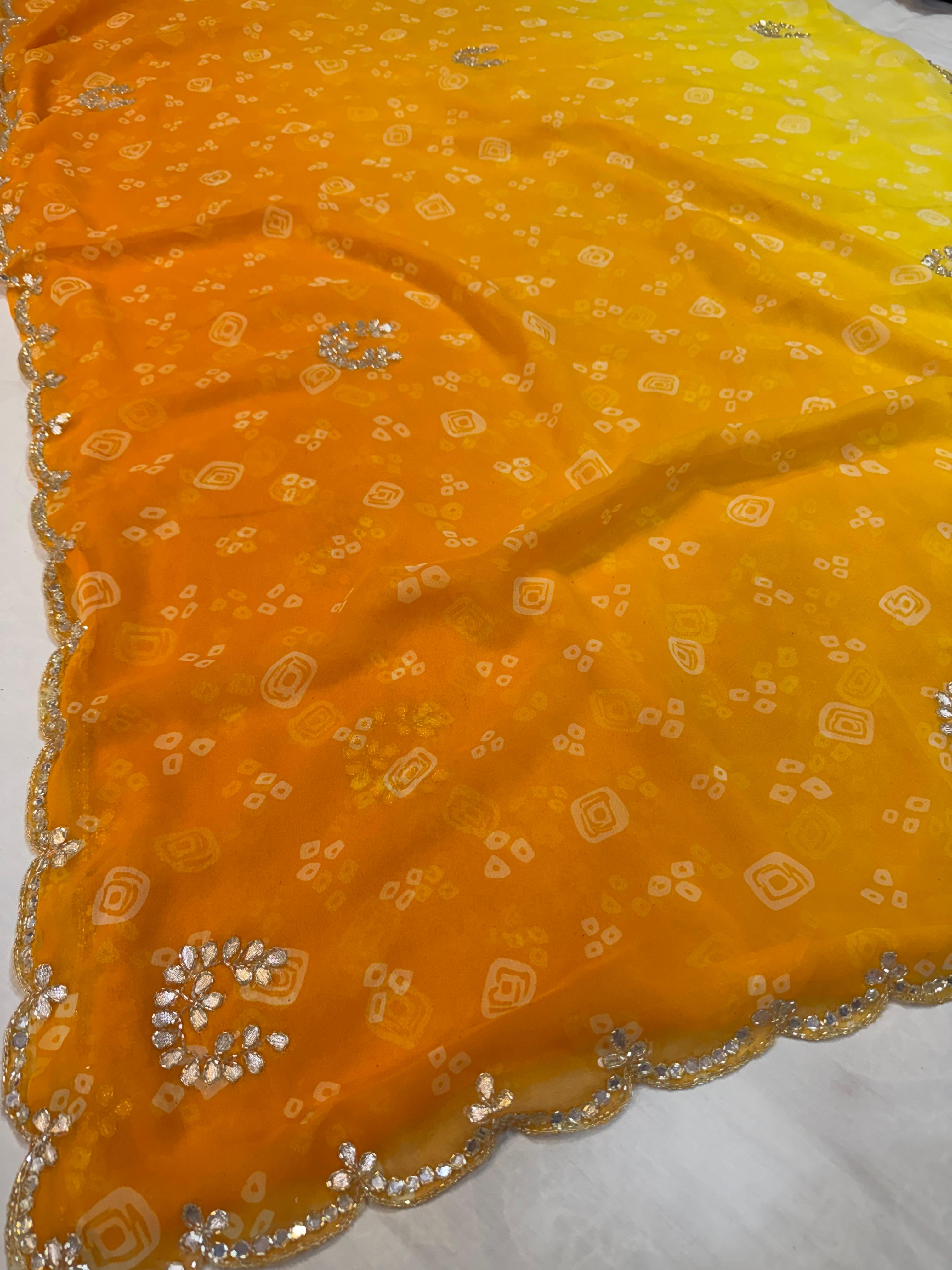 Georgatte Weightless Febric Saree With Handwork