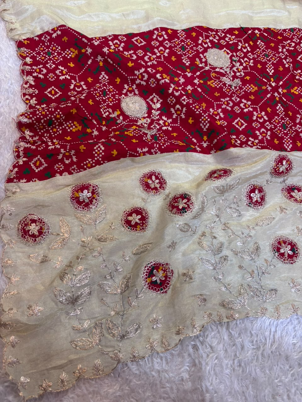 Designer Tissue Cosmos Saree With Pittan work