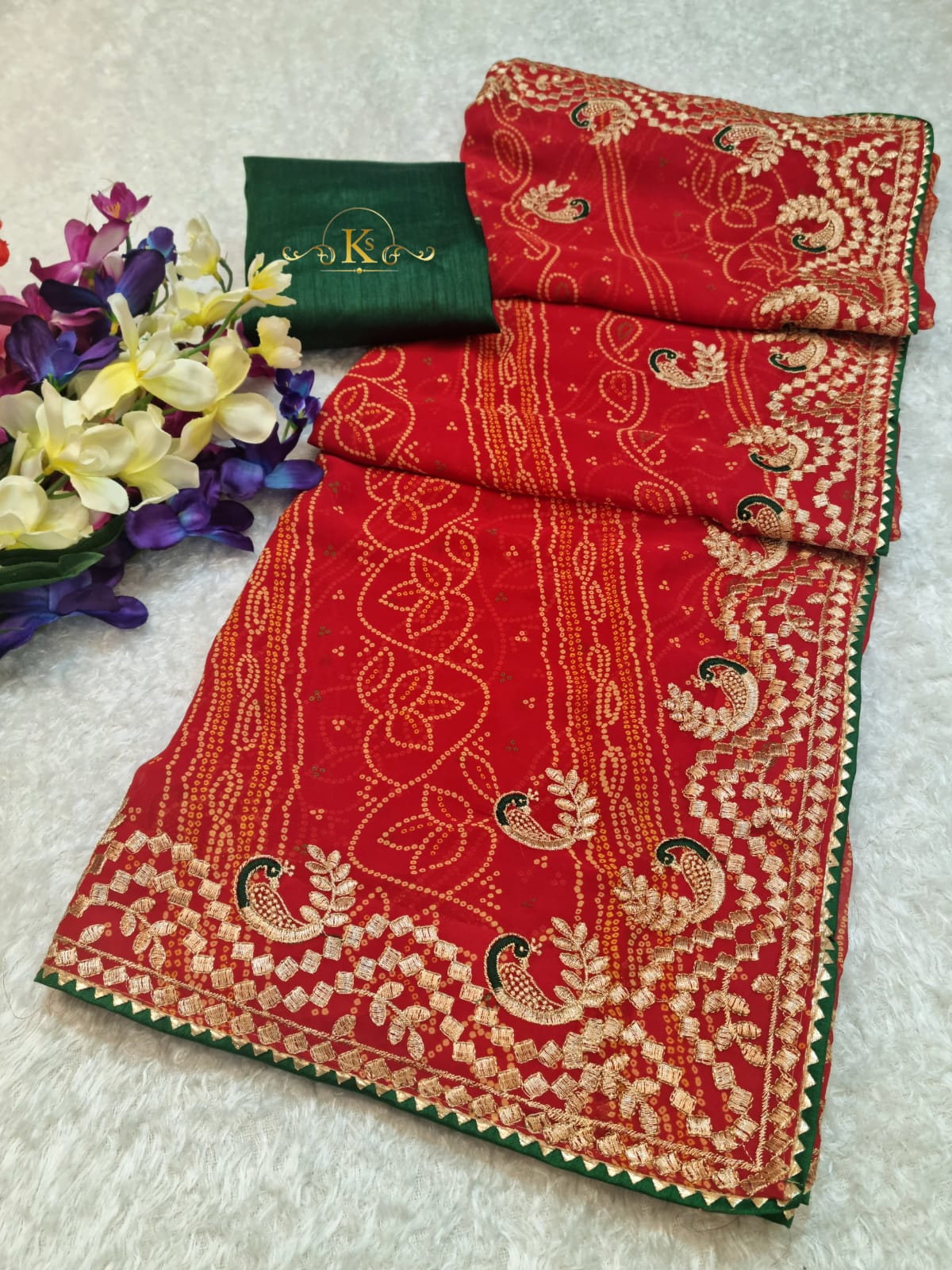 Georgette 60gram Jarri Work Saree