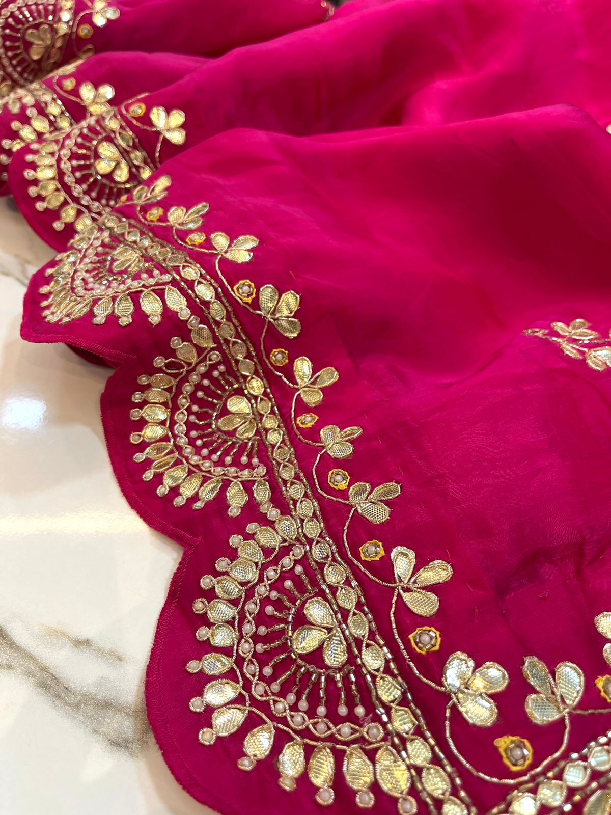 Beautiful Pure H.O. Silk Saree With Handwork Fancy Cut Border