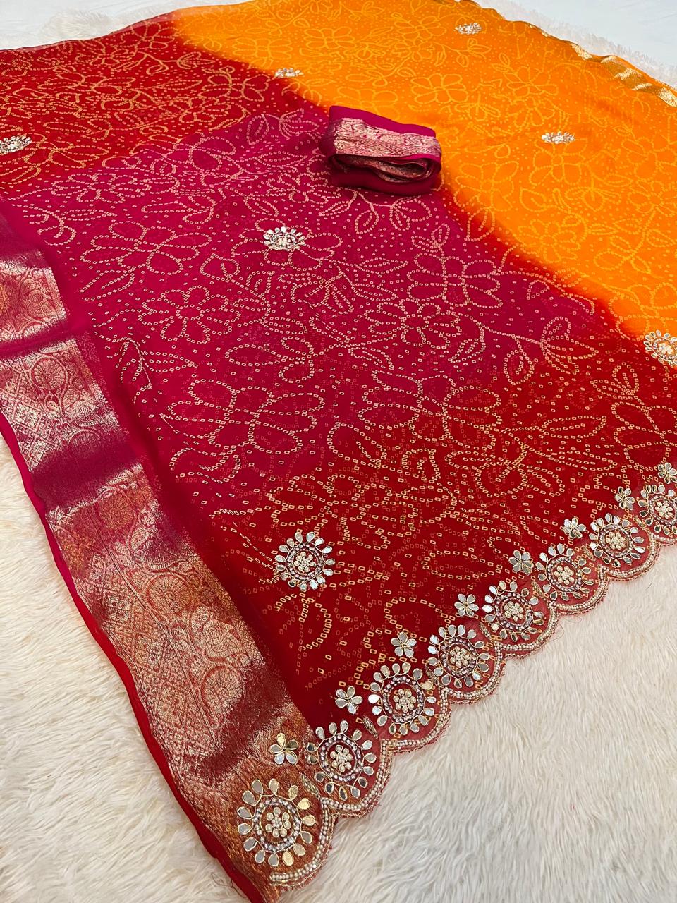 Pure Georgette Saree With Handwork