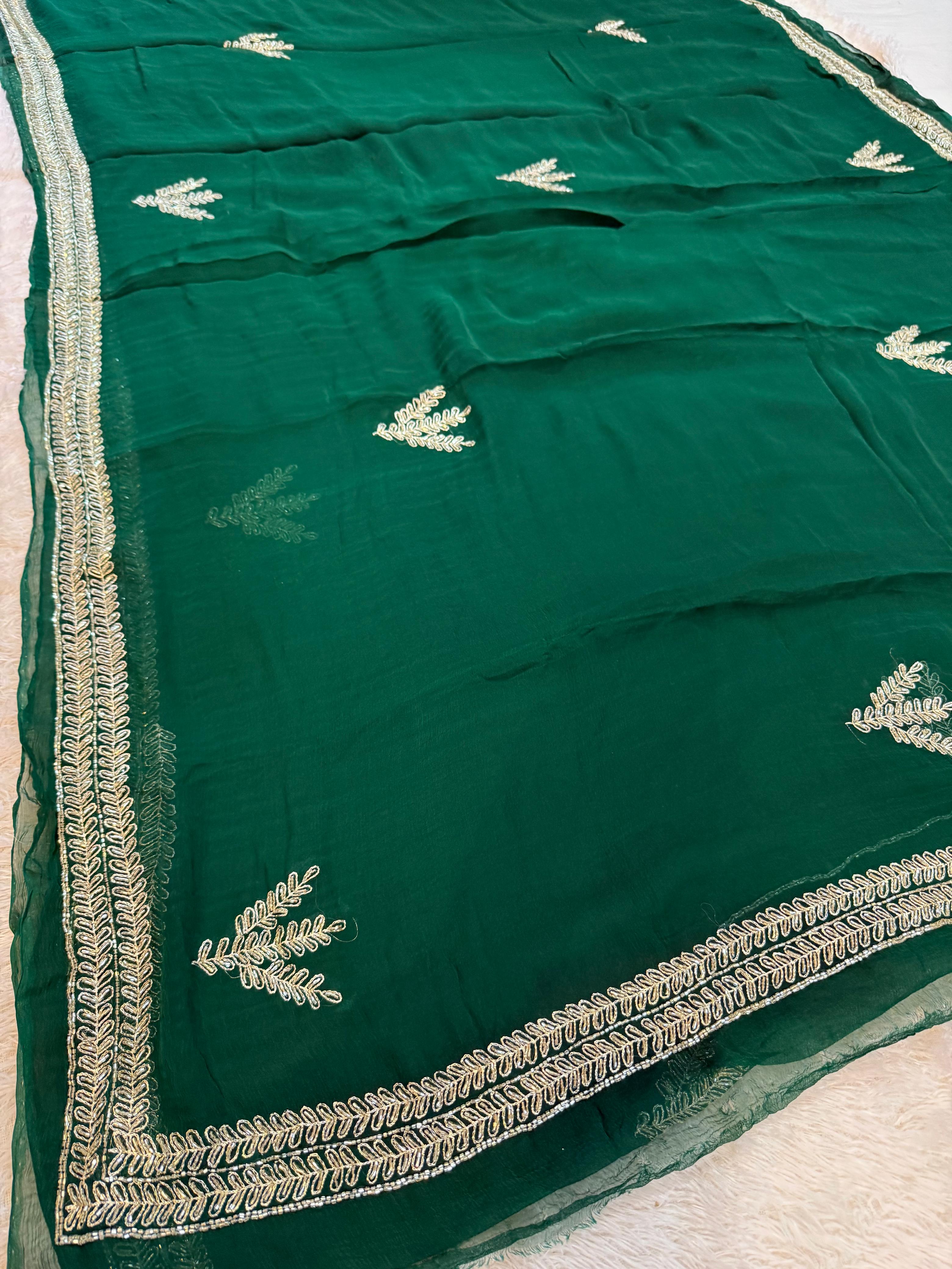 Pure Chiffon Saree With Premium Handwork