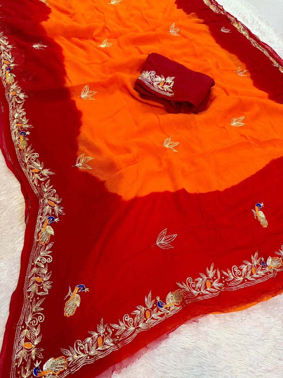 Premium Designer Chiffon Saree with Handwork