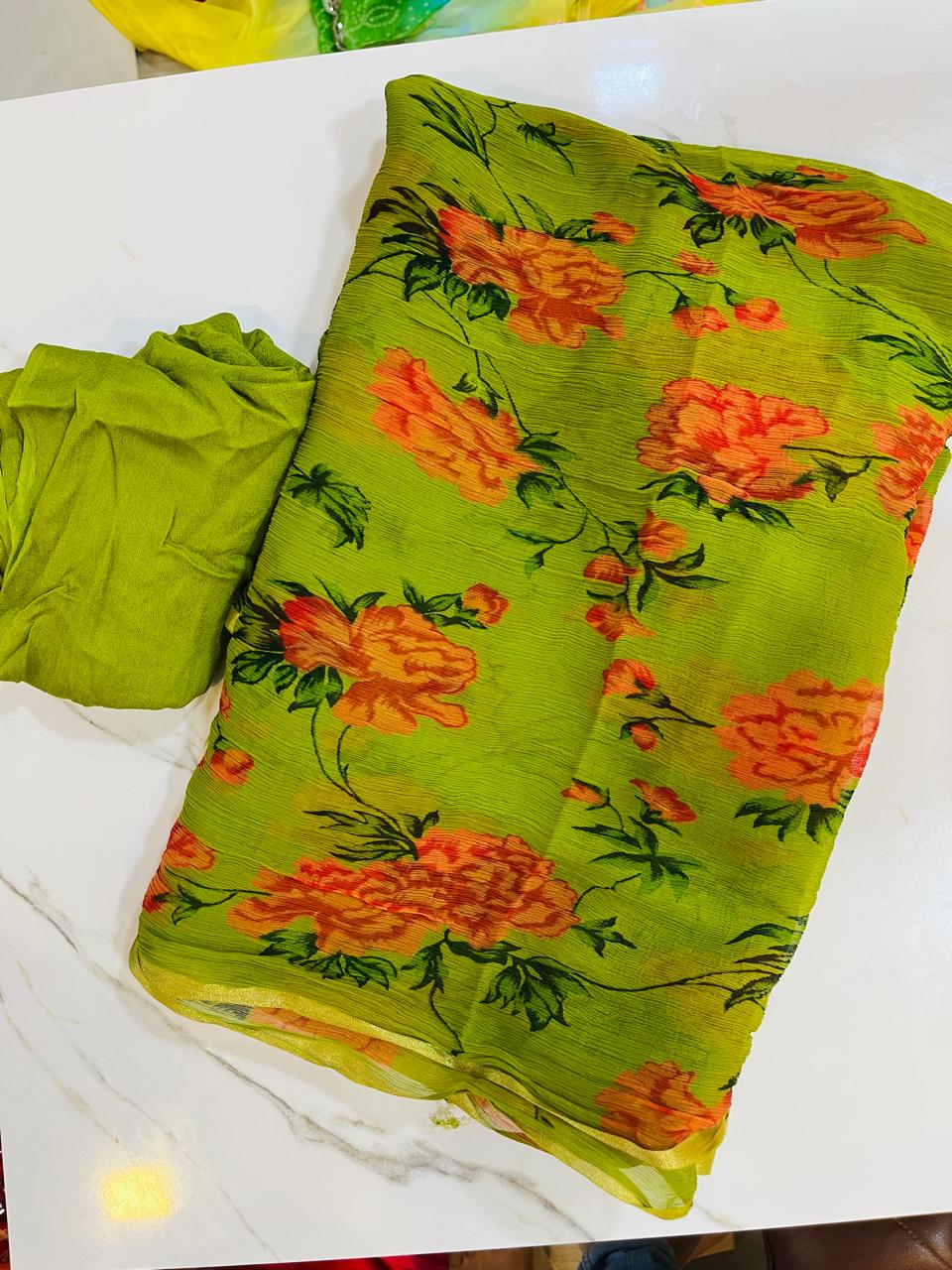 Jaipuri Summer Chiffon Print Saree