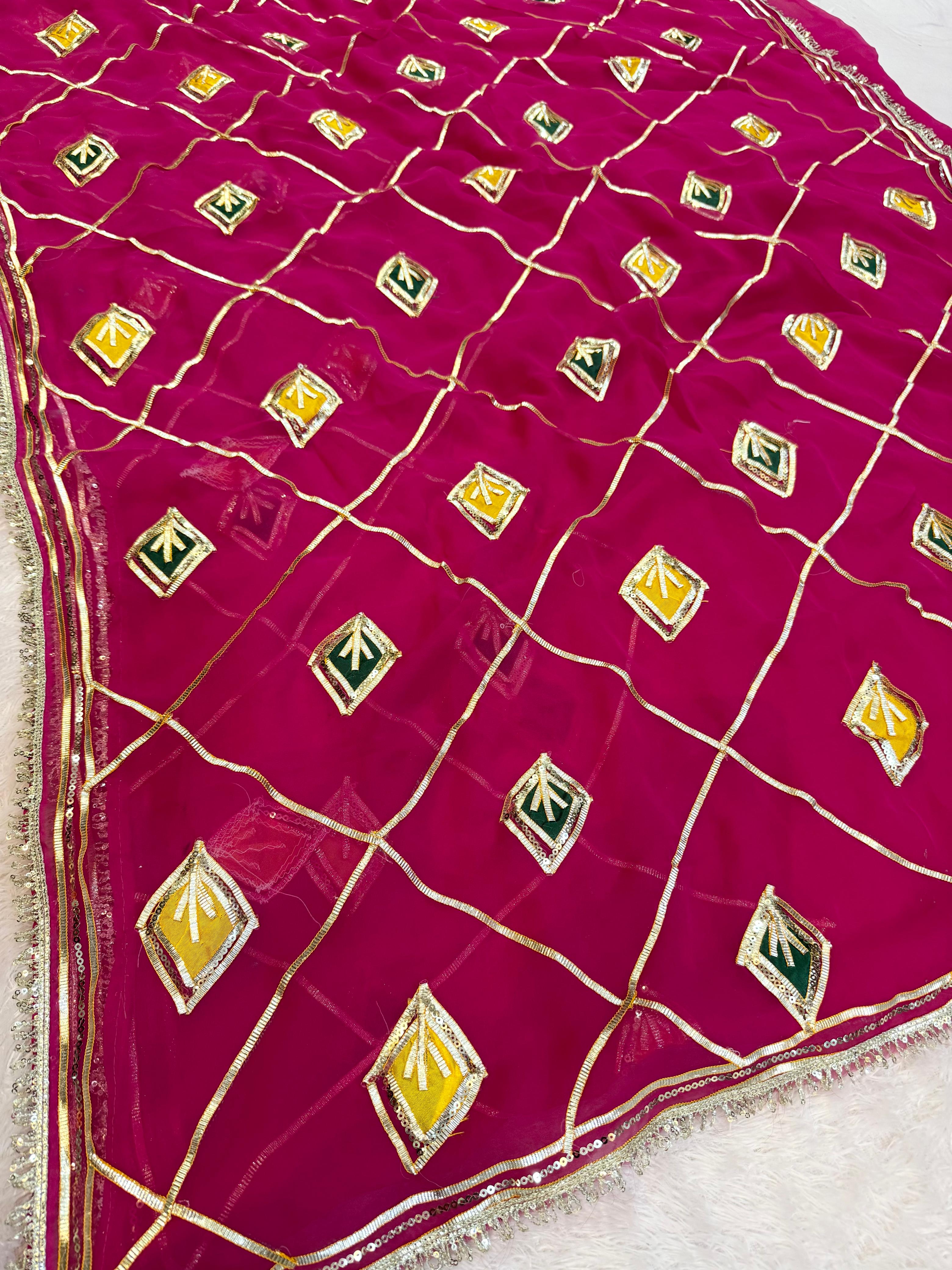 Beautiful Georgette Saree With Gottapatti Work